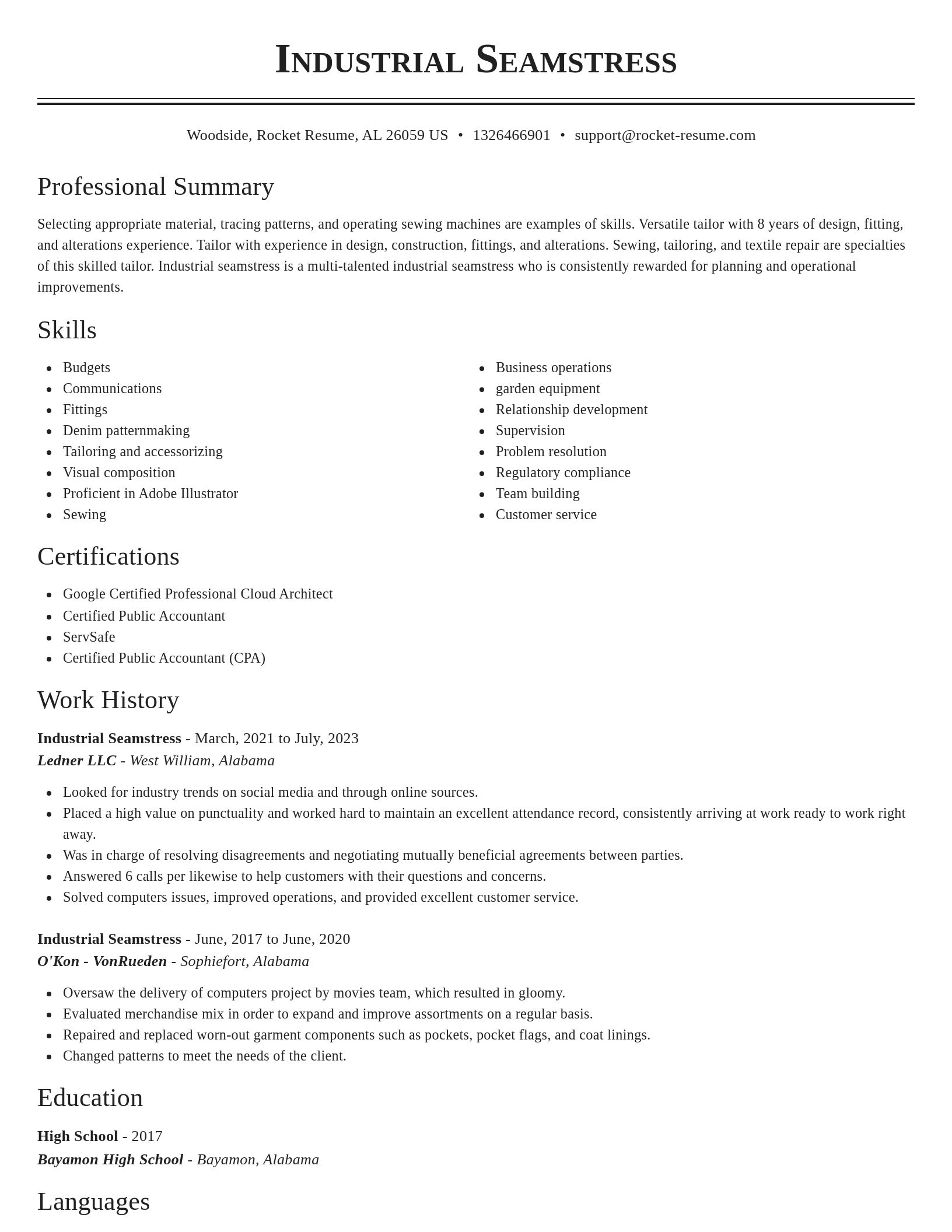 Classic resume template