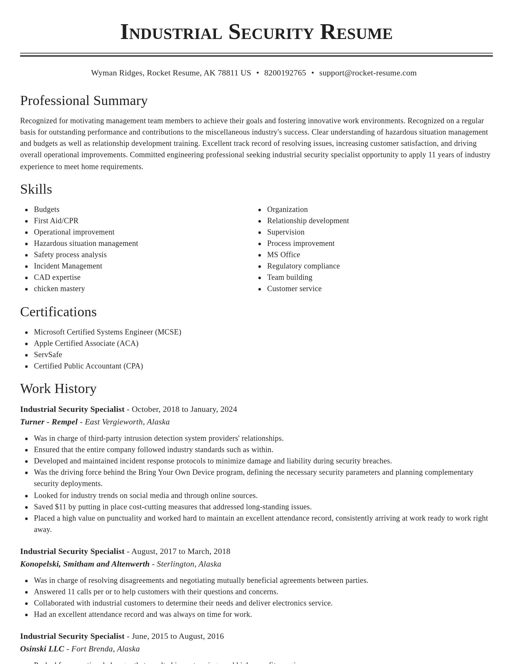 Classic resume template
