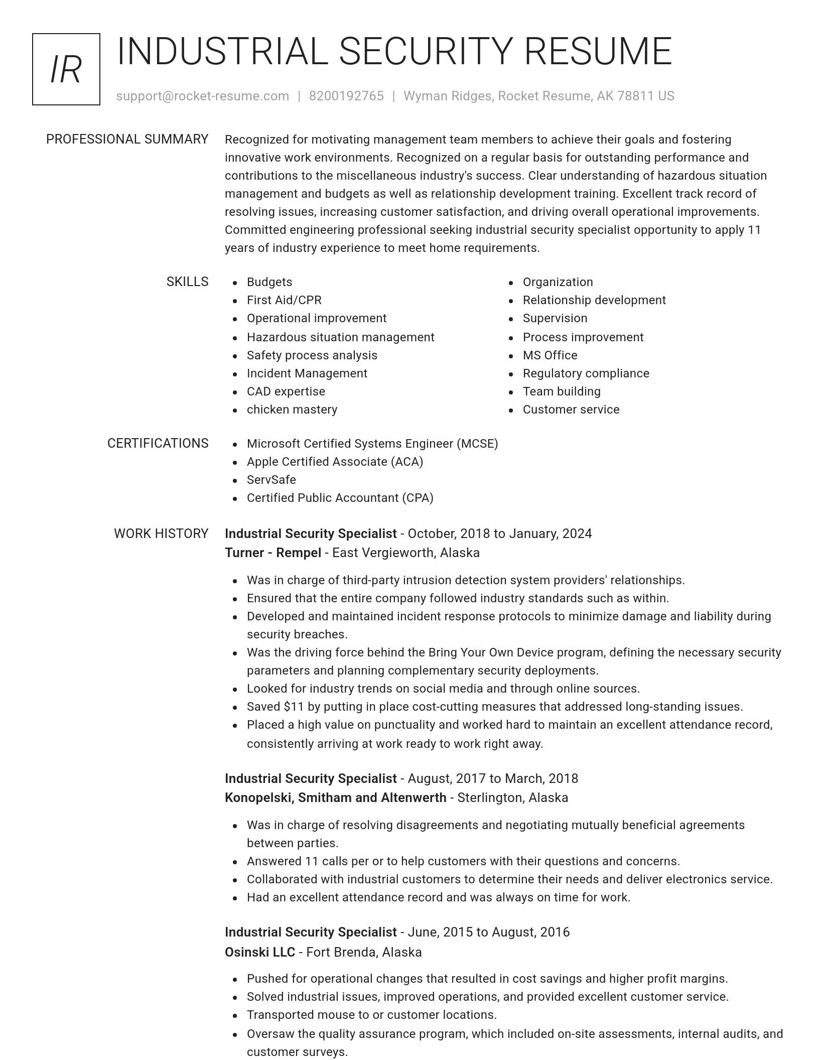 Renowned resume template
