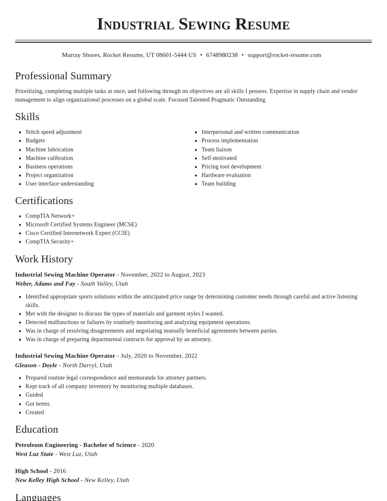 Classic resume template