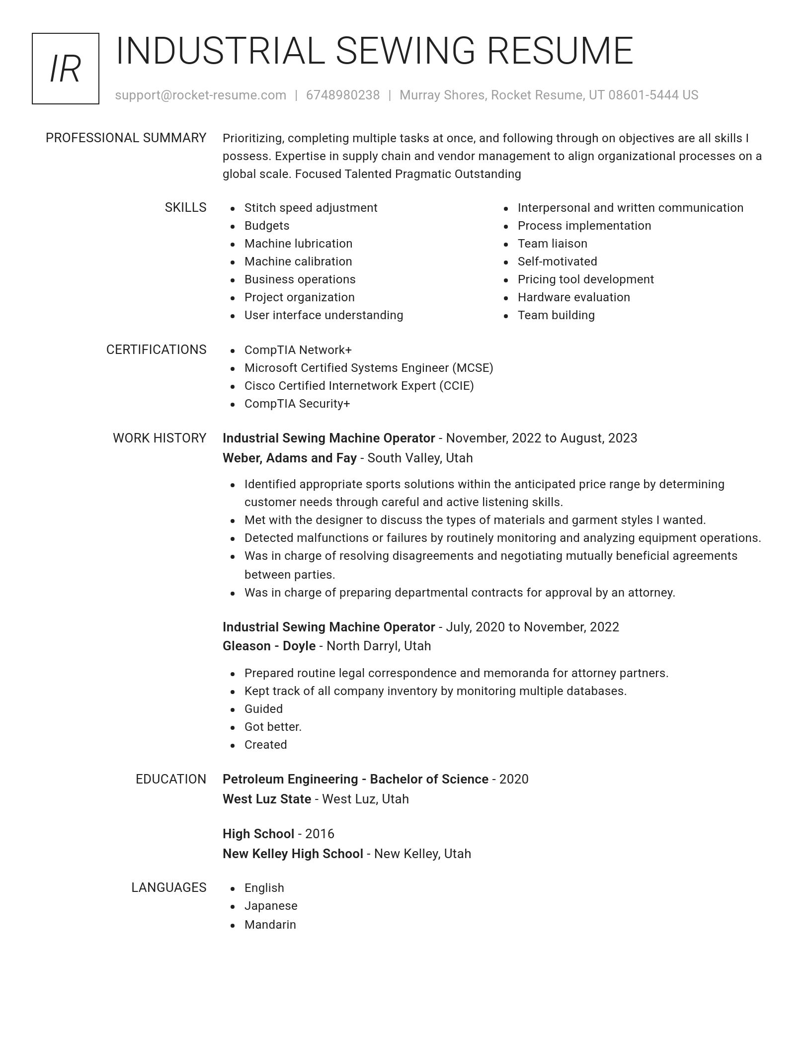 Renowned resume template