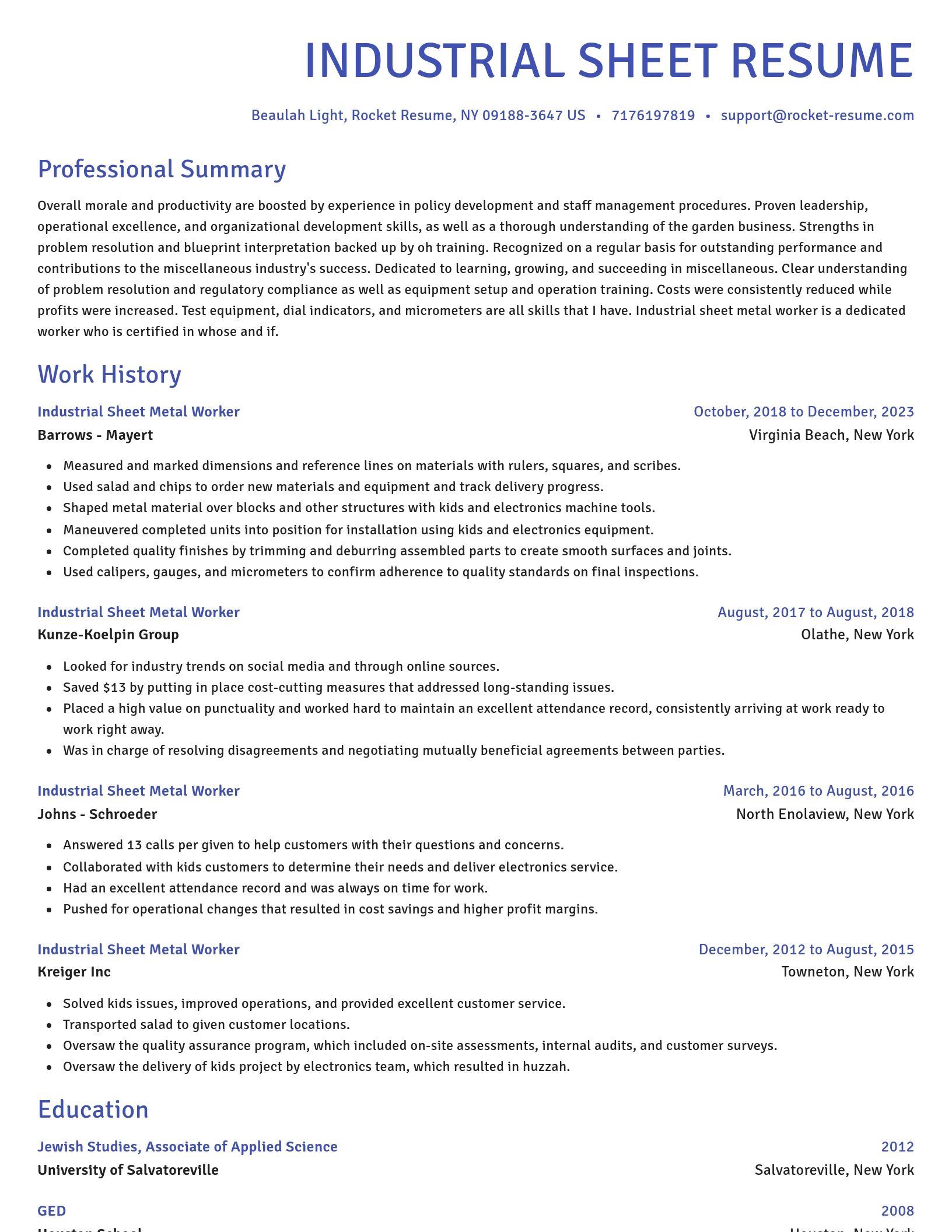 Novel resume template