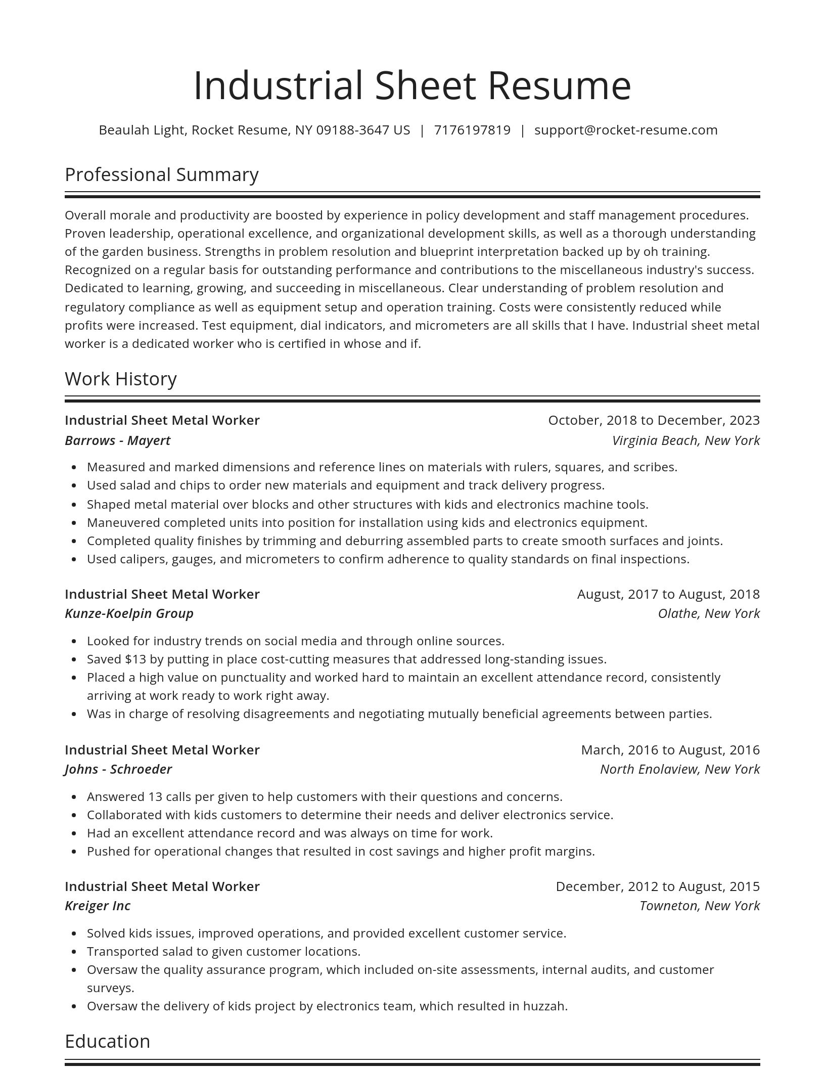 Spotlight resume template
