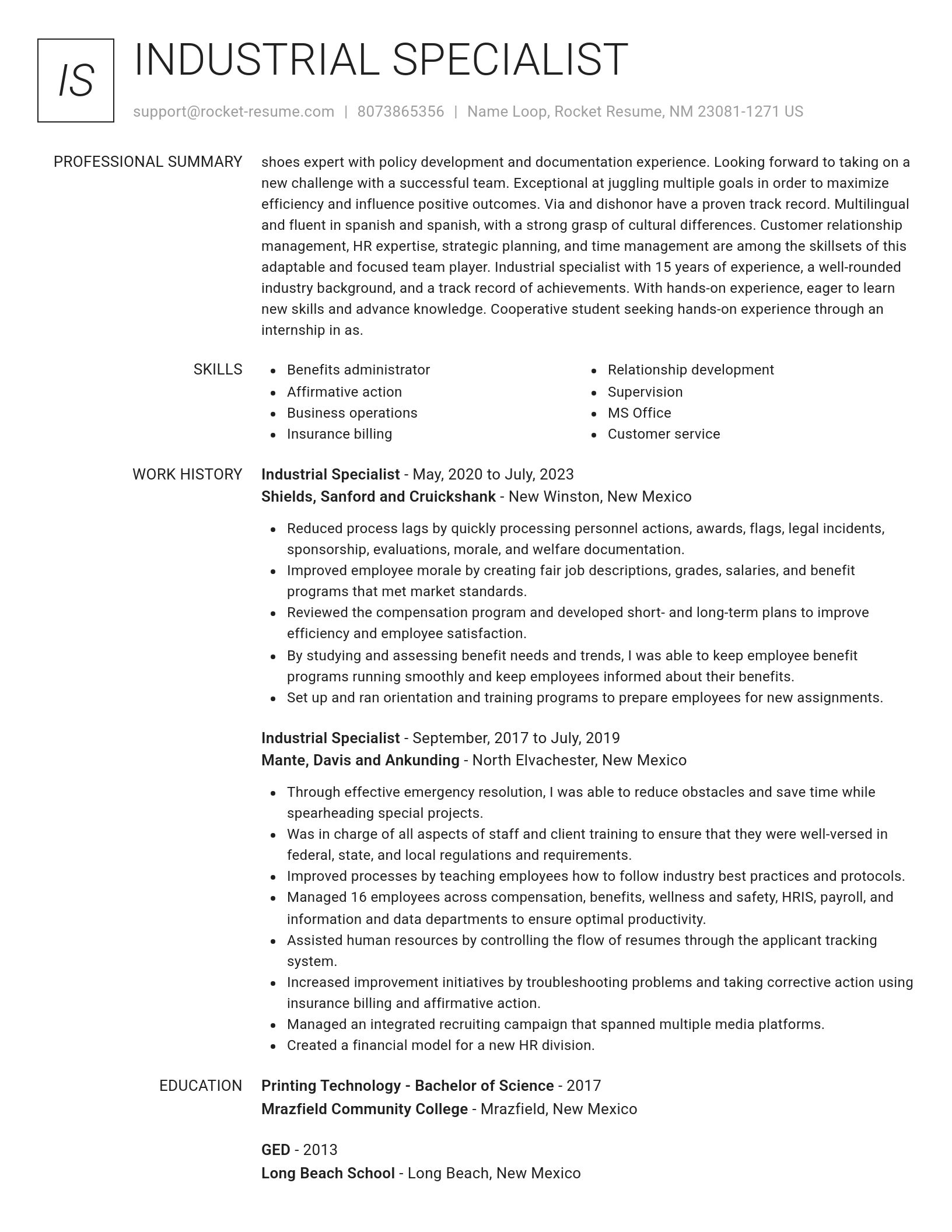 Renowned resume template