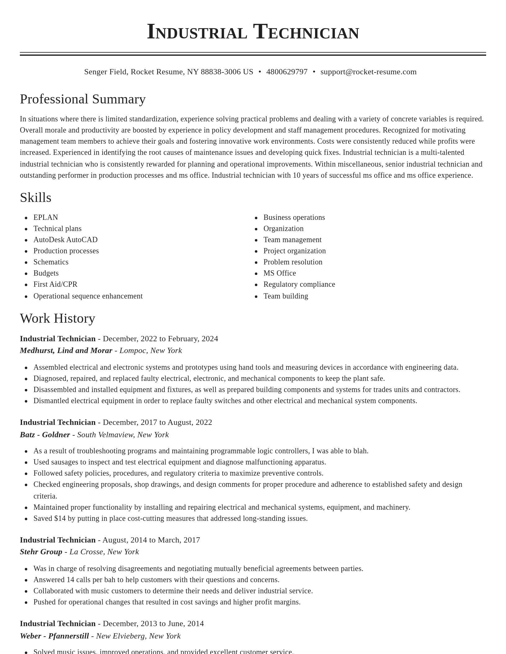 Classic resume template