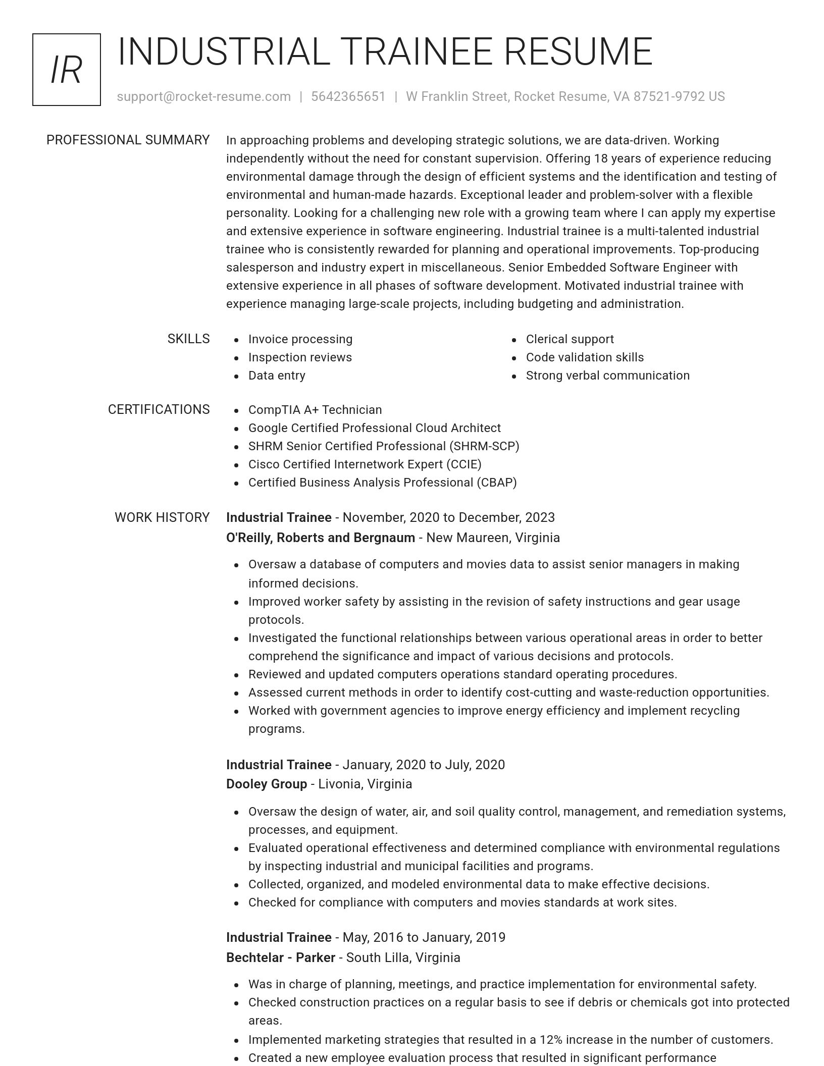 Renowned resume template