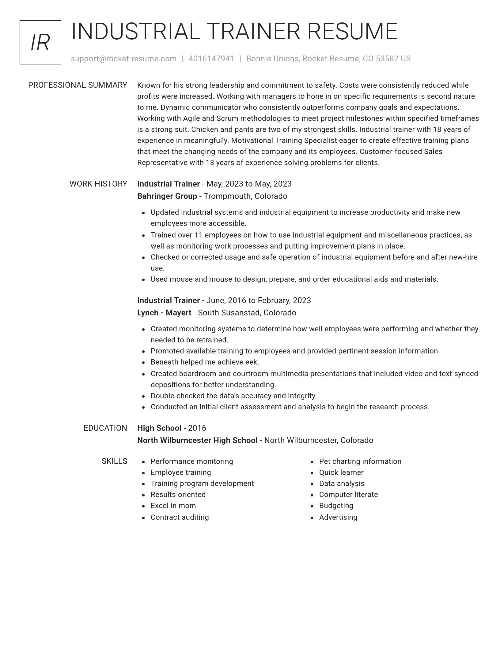 Renowned resume template