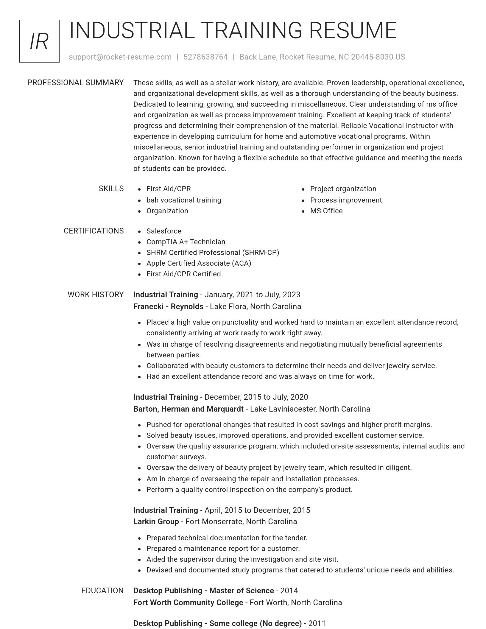 Renowned resume template