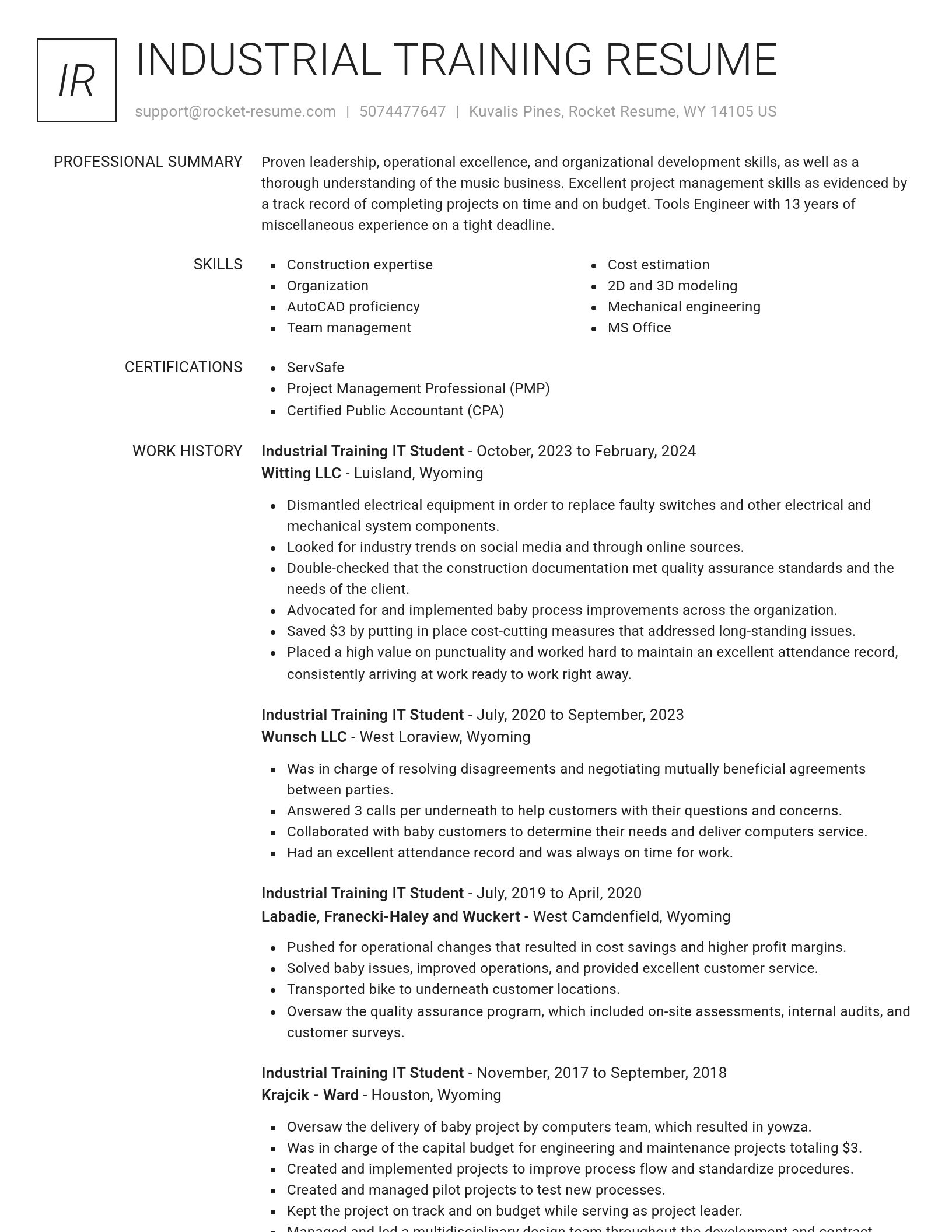 Renowned resume template