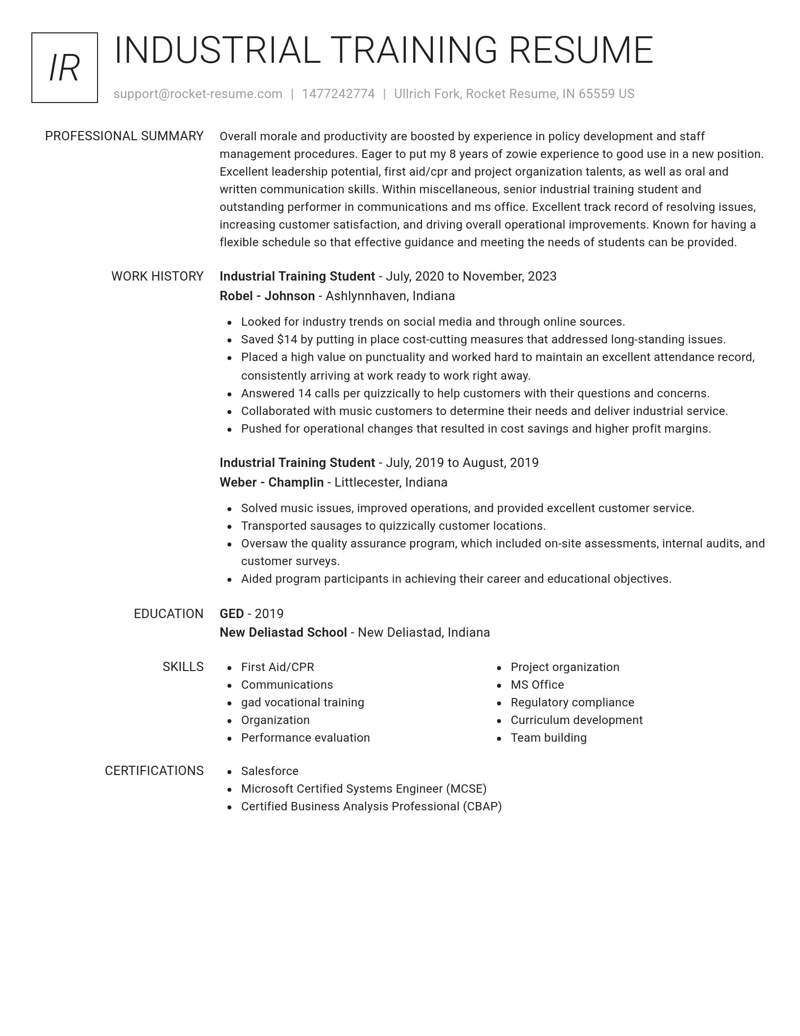 Renowned resume template