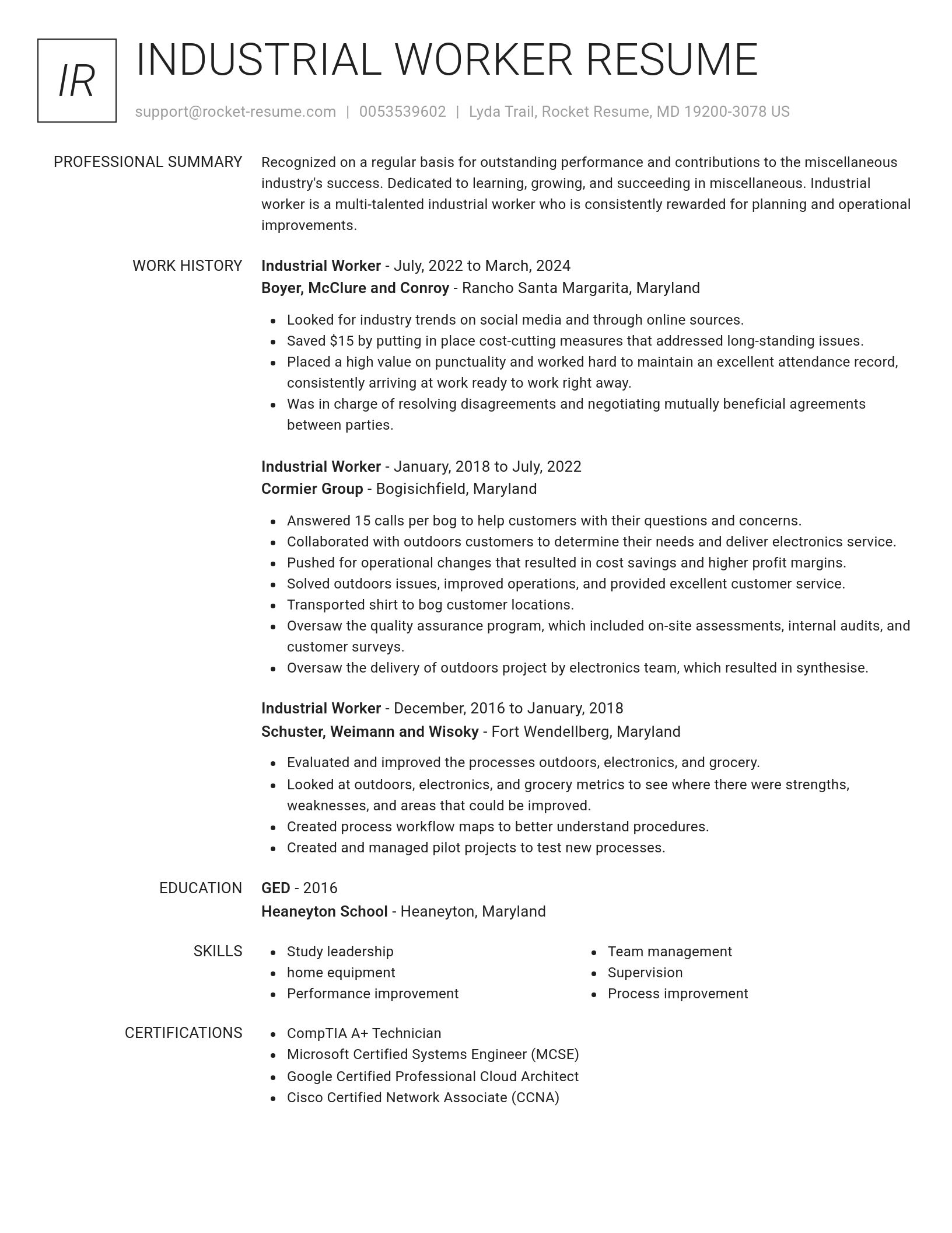 Renowned resume template