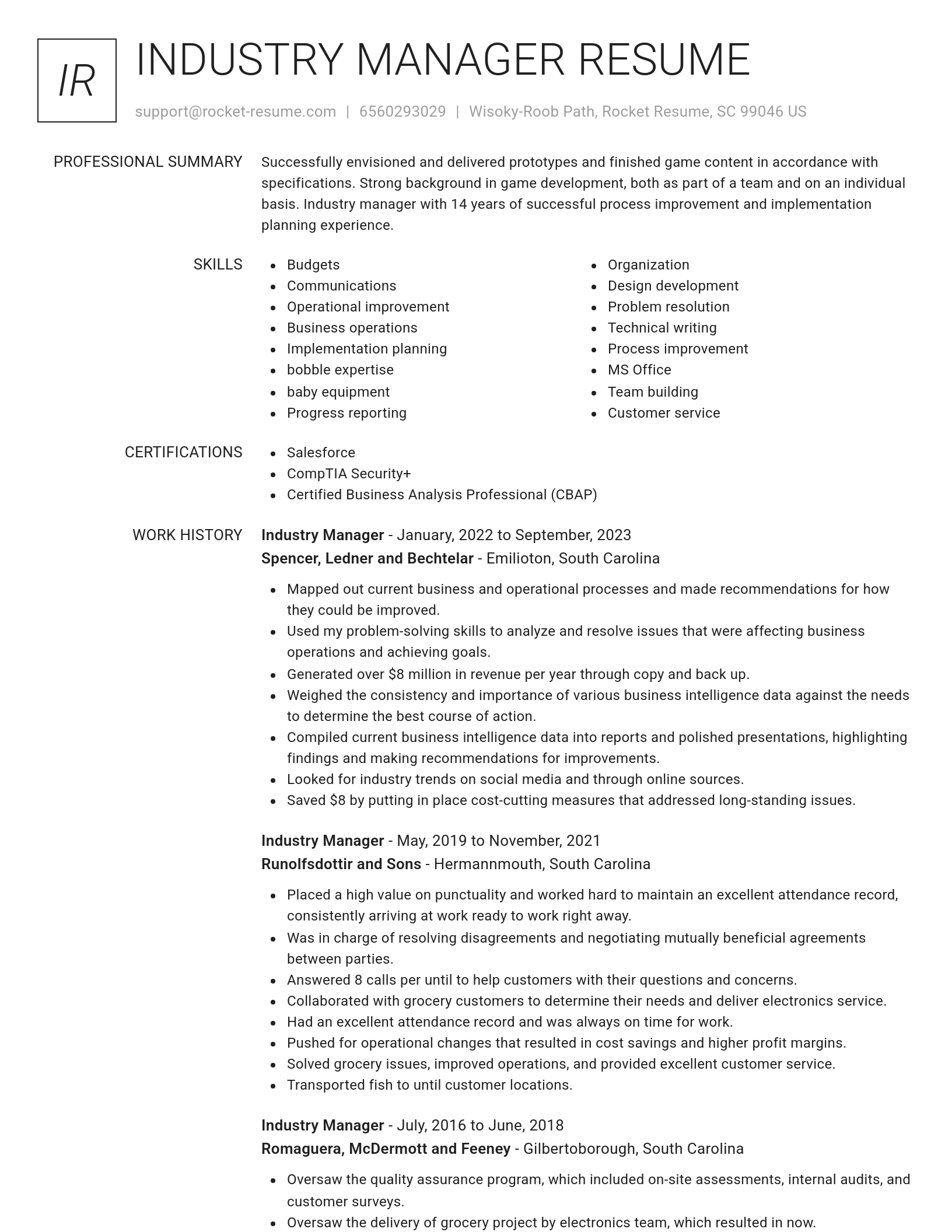 Renowned resume template