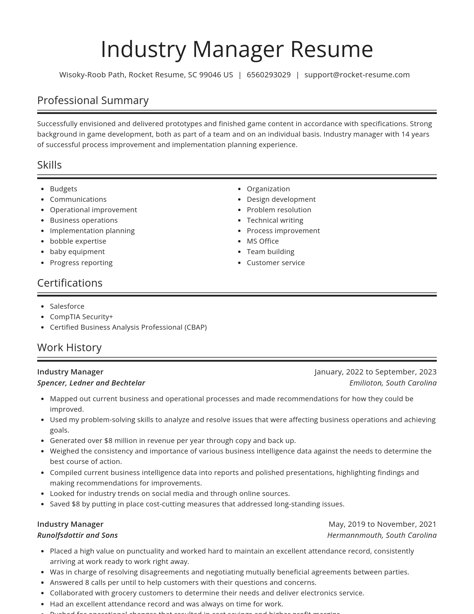 Spotlight resume template