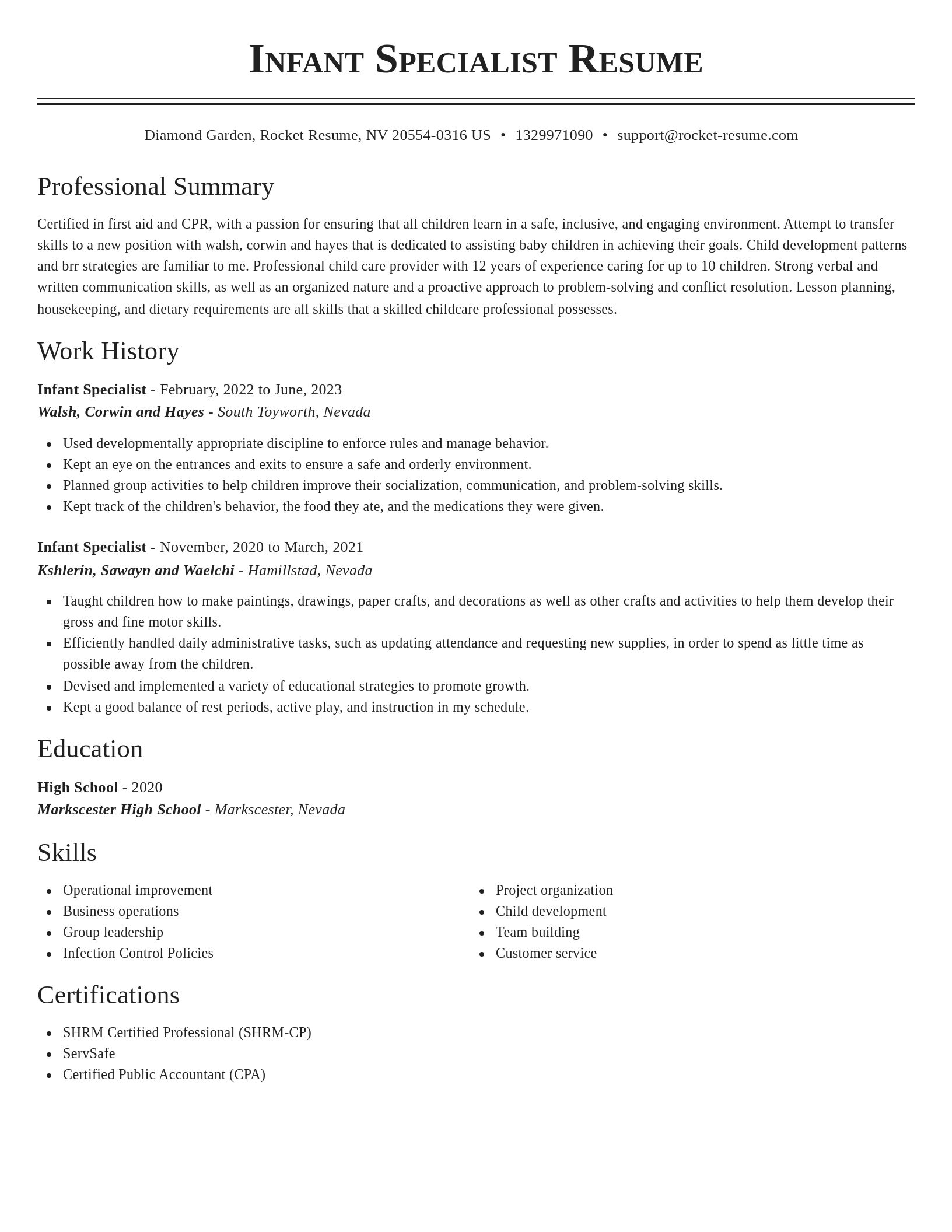 Classic resume template
