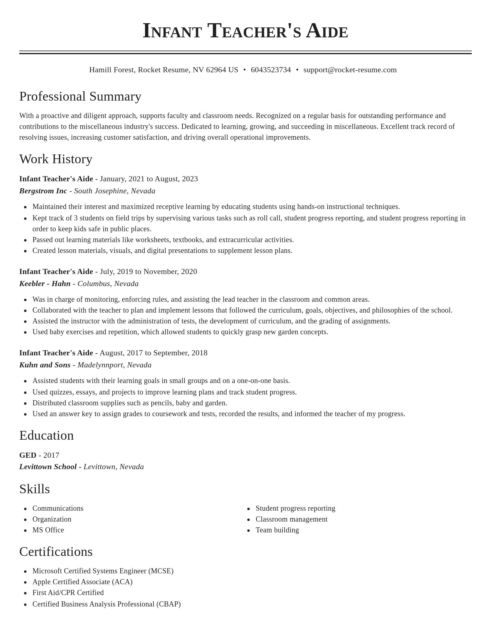 Classic resume template