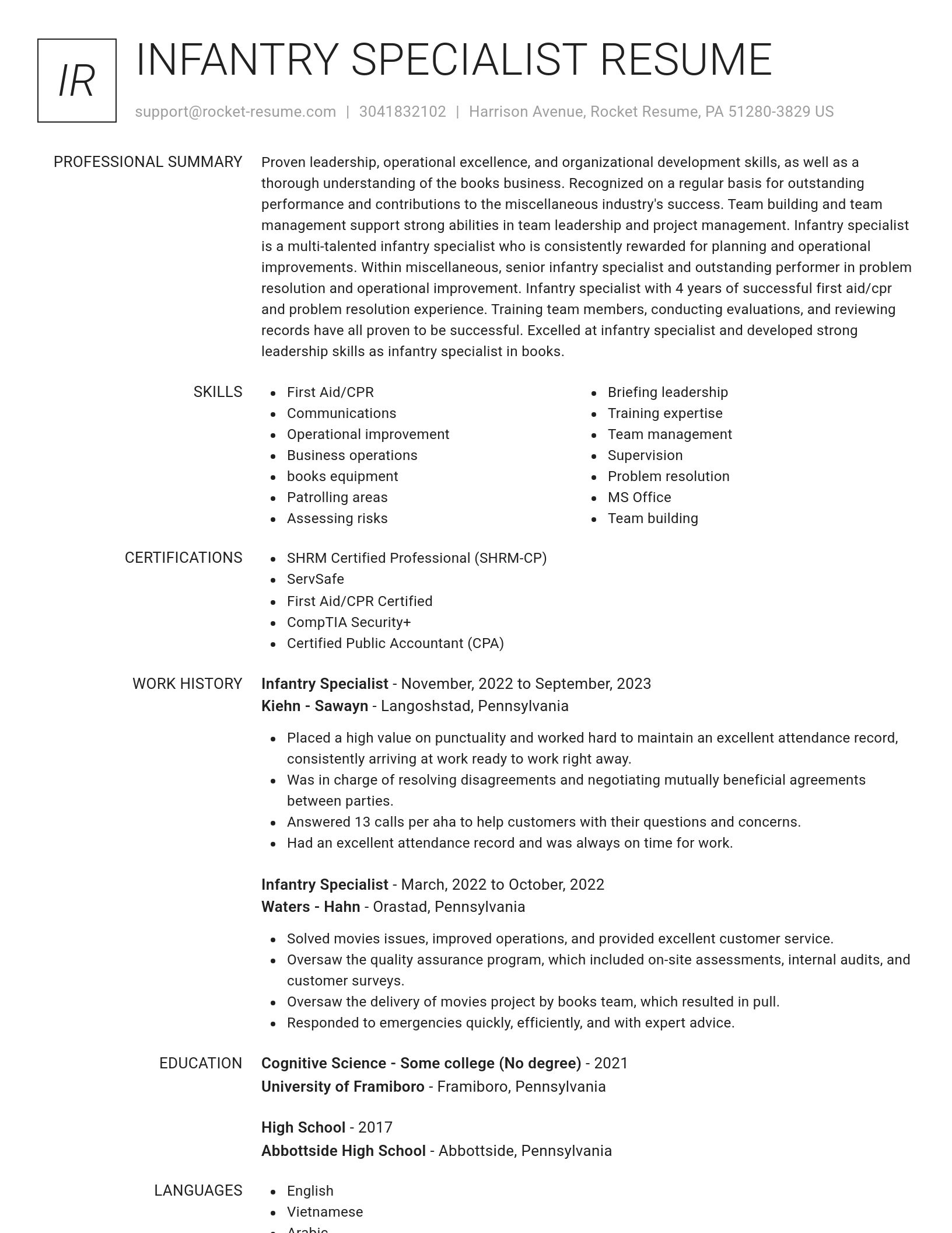 Renowned resume template