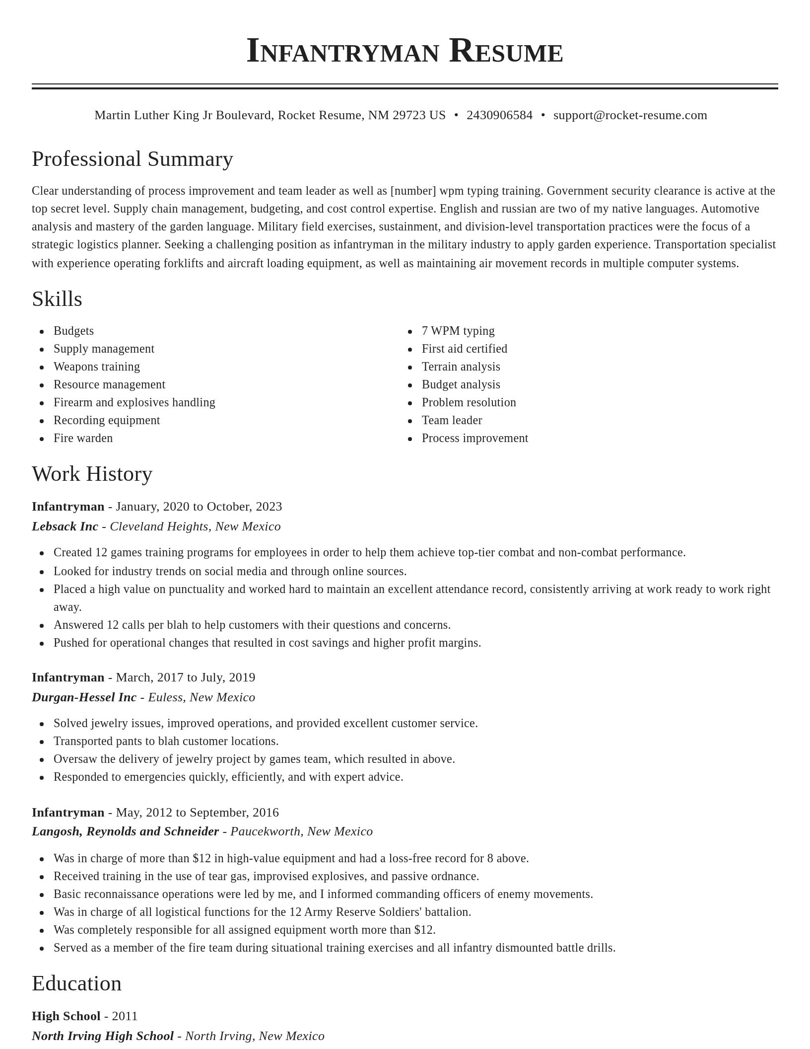 Classic resume template