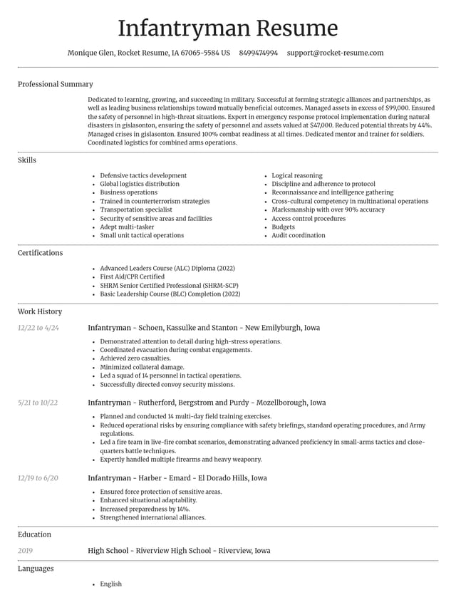 Dignified resume template