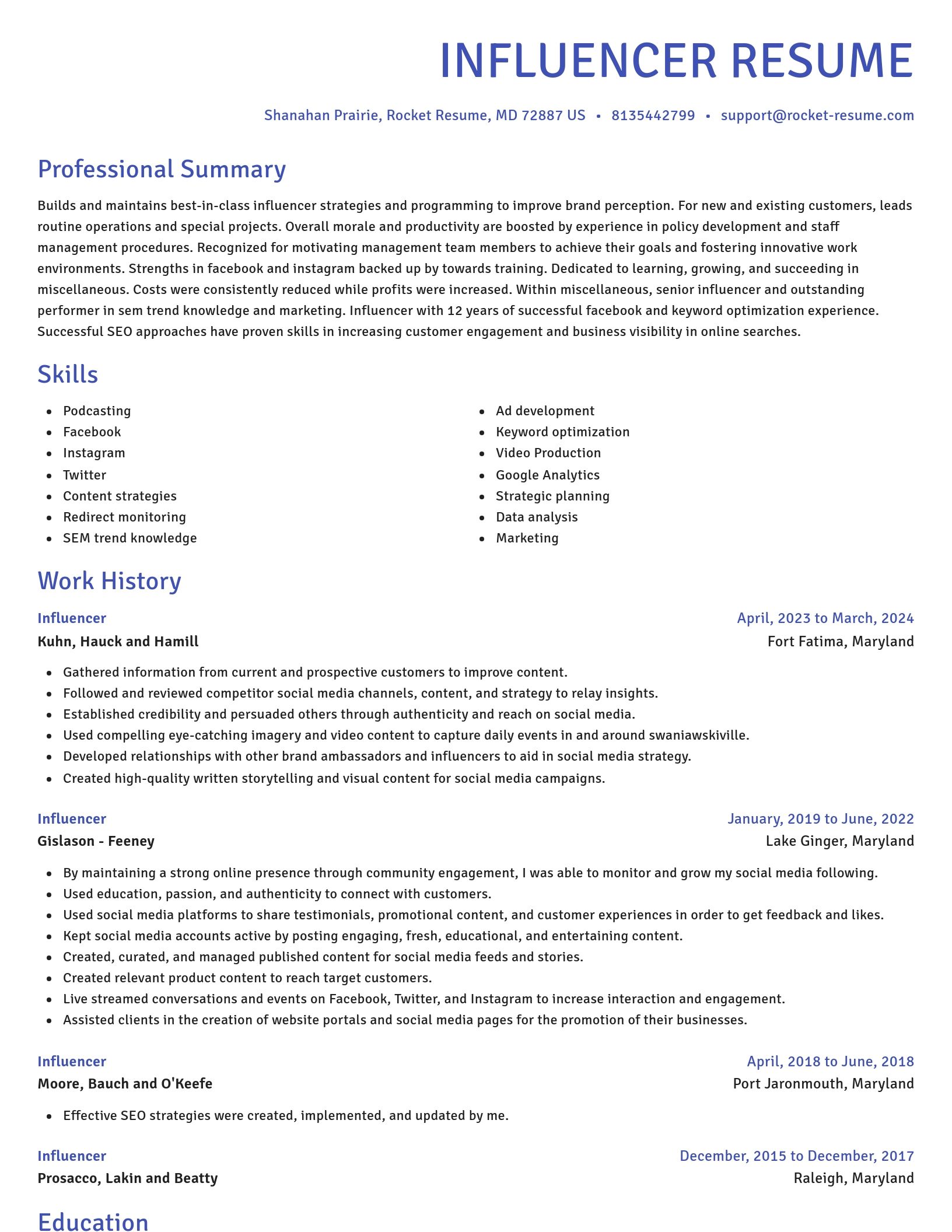 Novel resume template