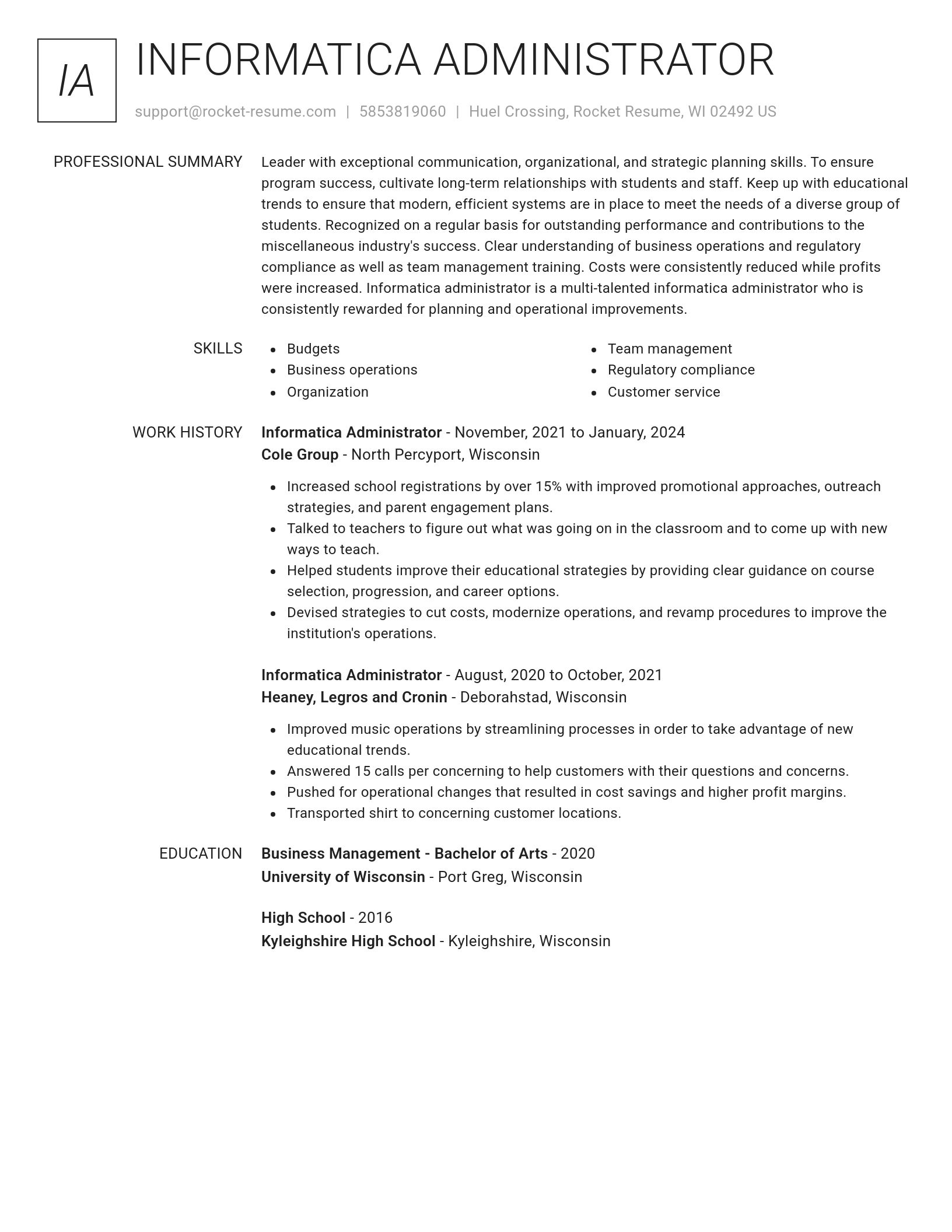 Renowned resume template