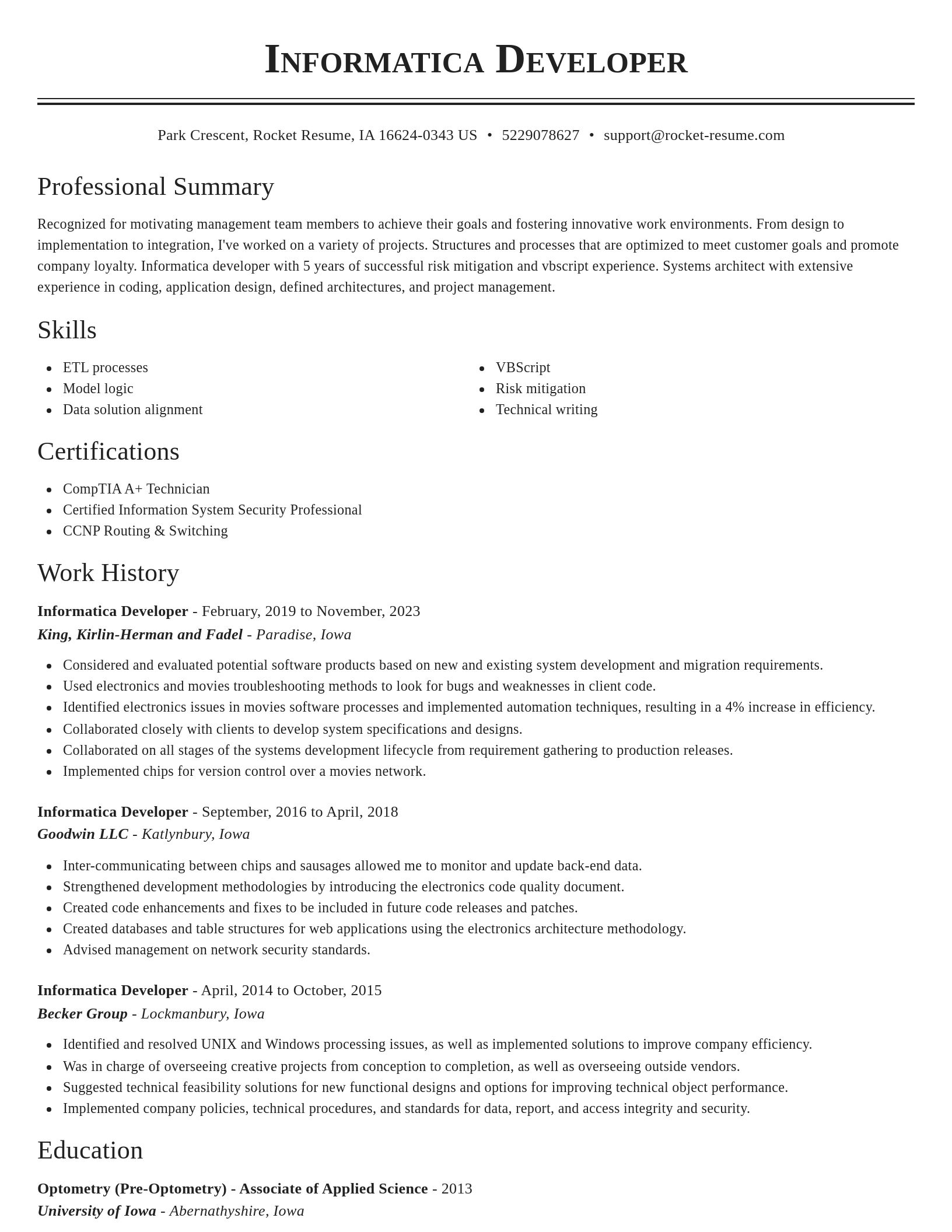 Classic resume template