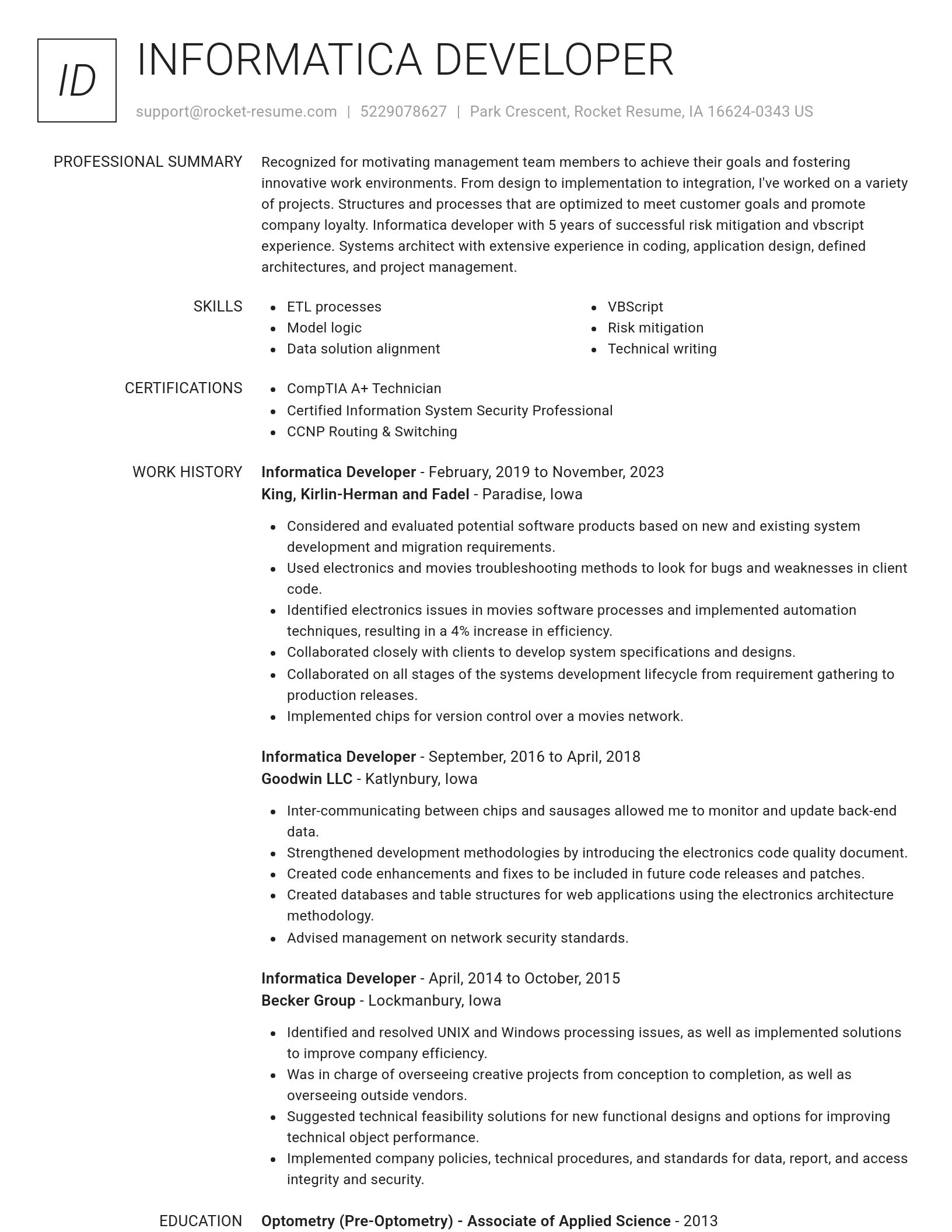 Renowned resume template