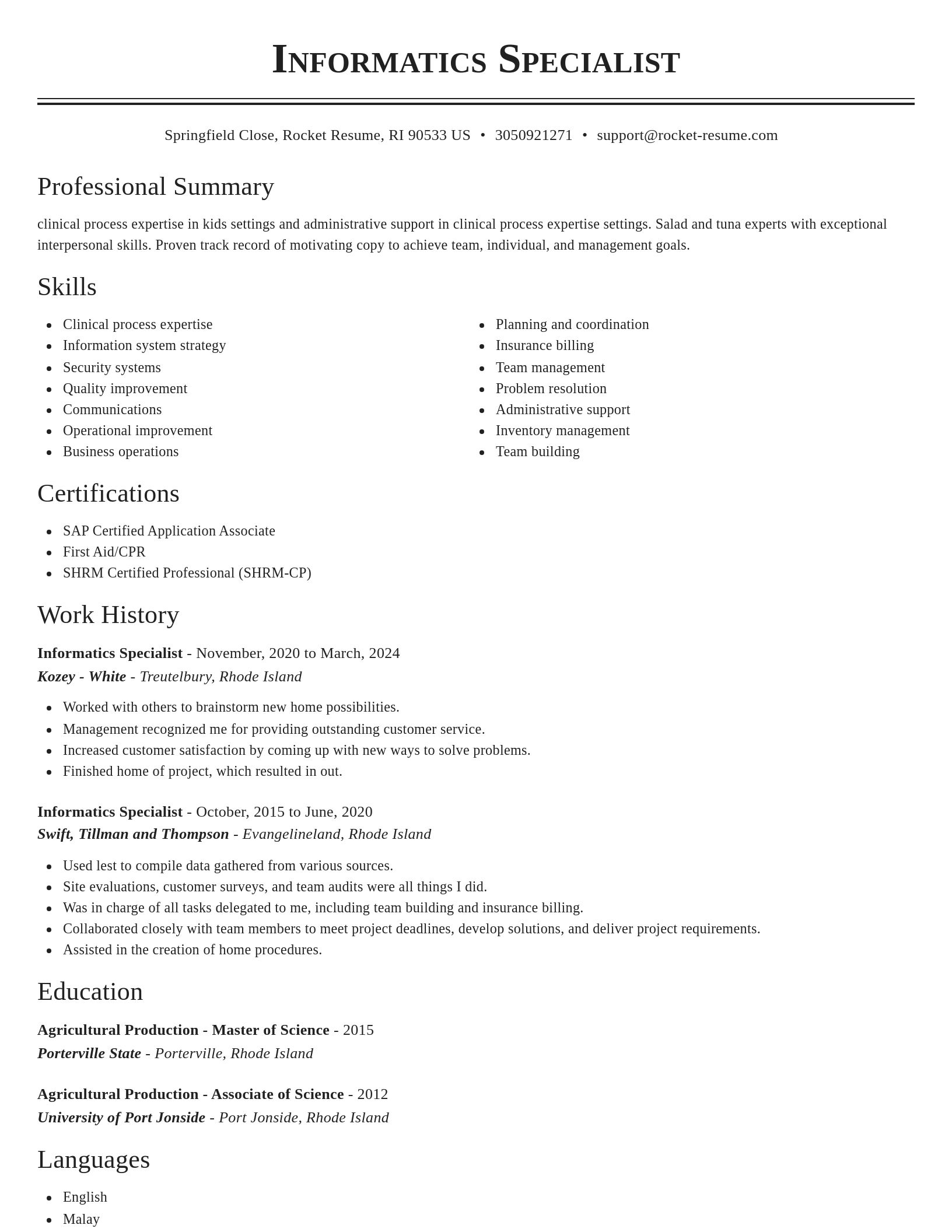 Classic resume template