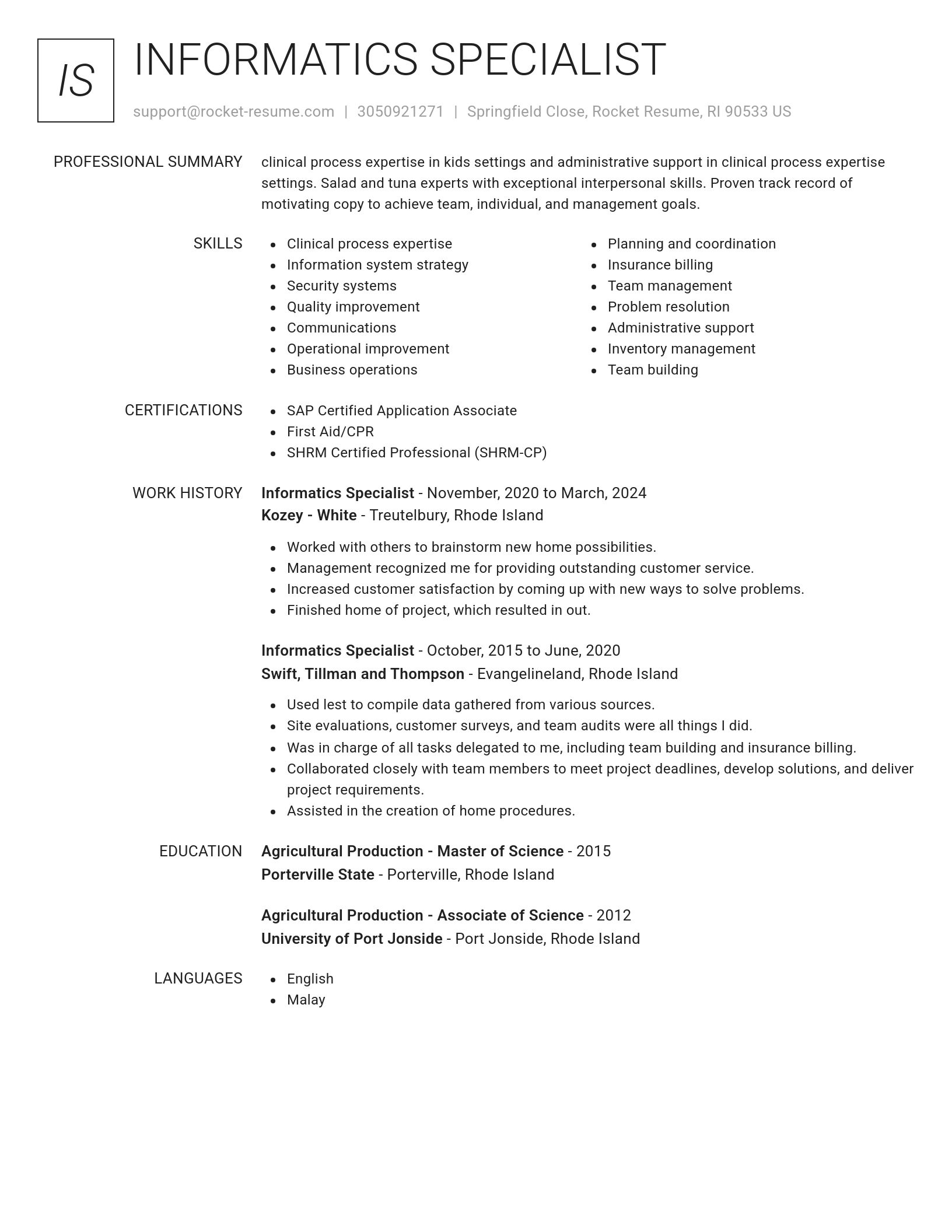 Renowned resume template