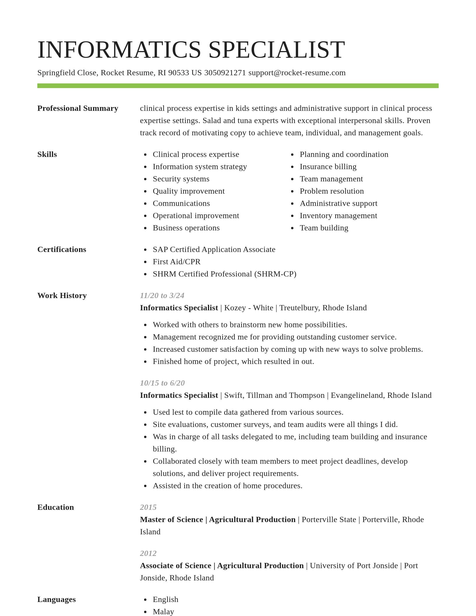 Smart resume template