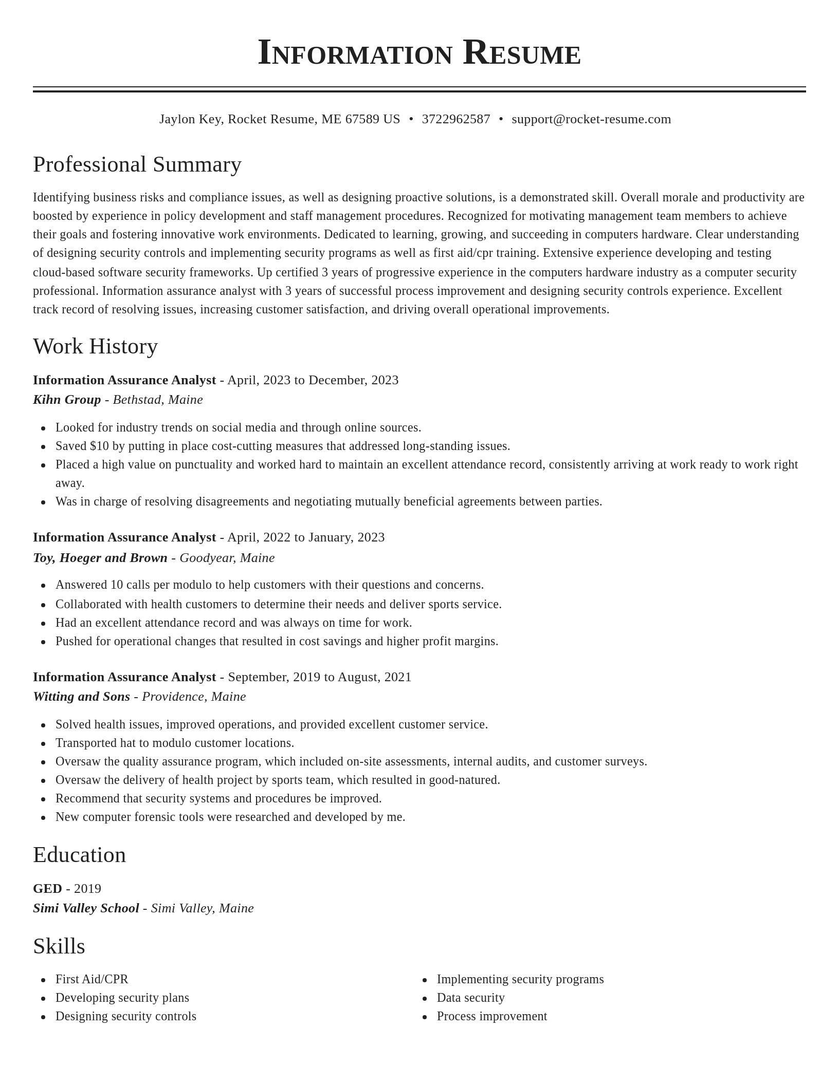 Classic resume template