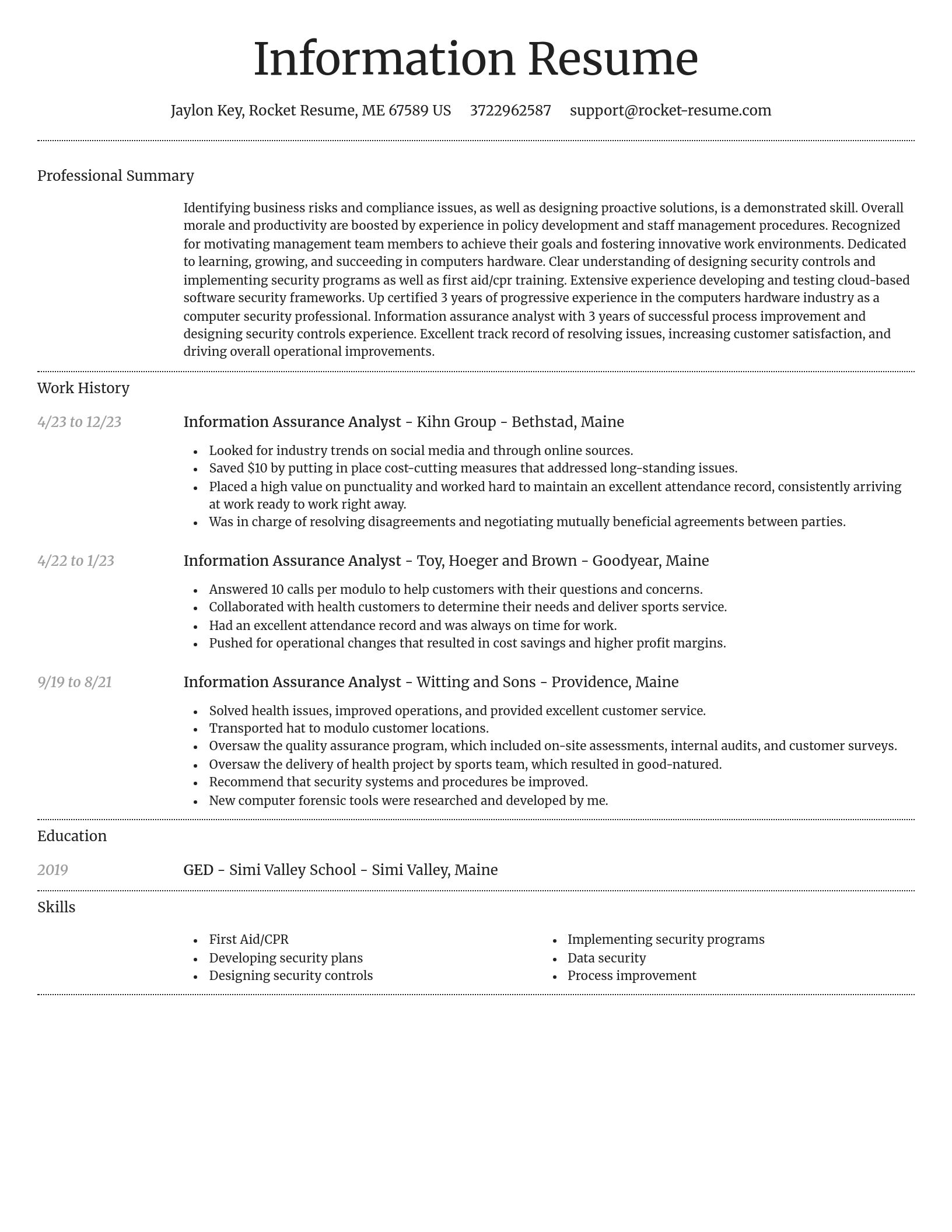 Dignified resume template