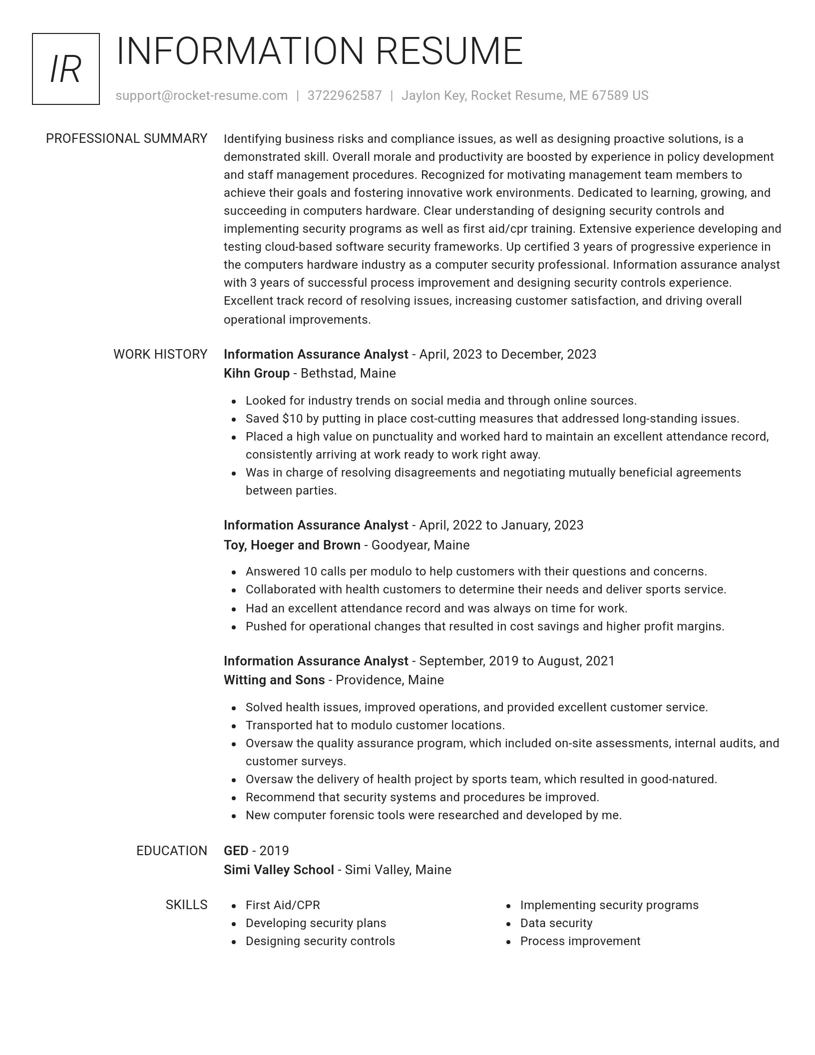 Renowned resume template