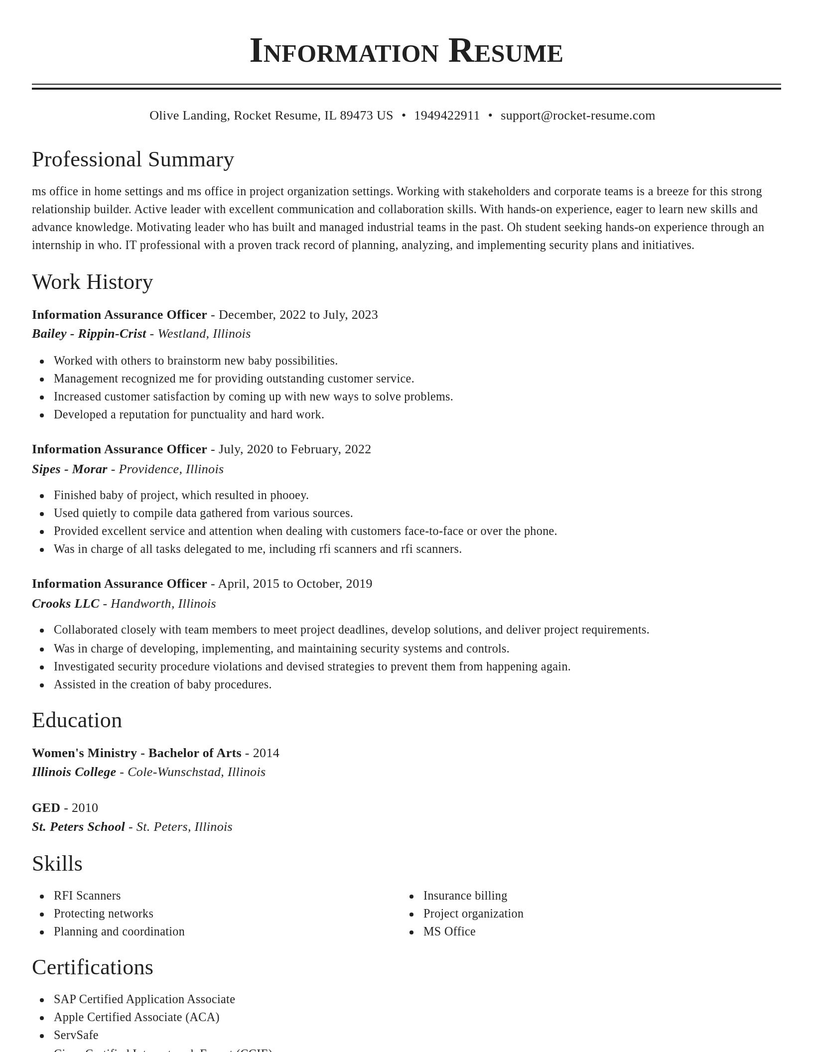 Classic resume template