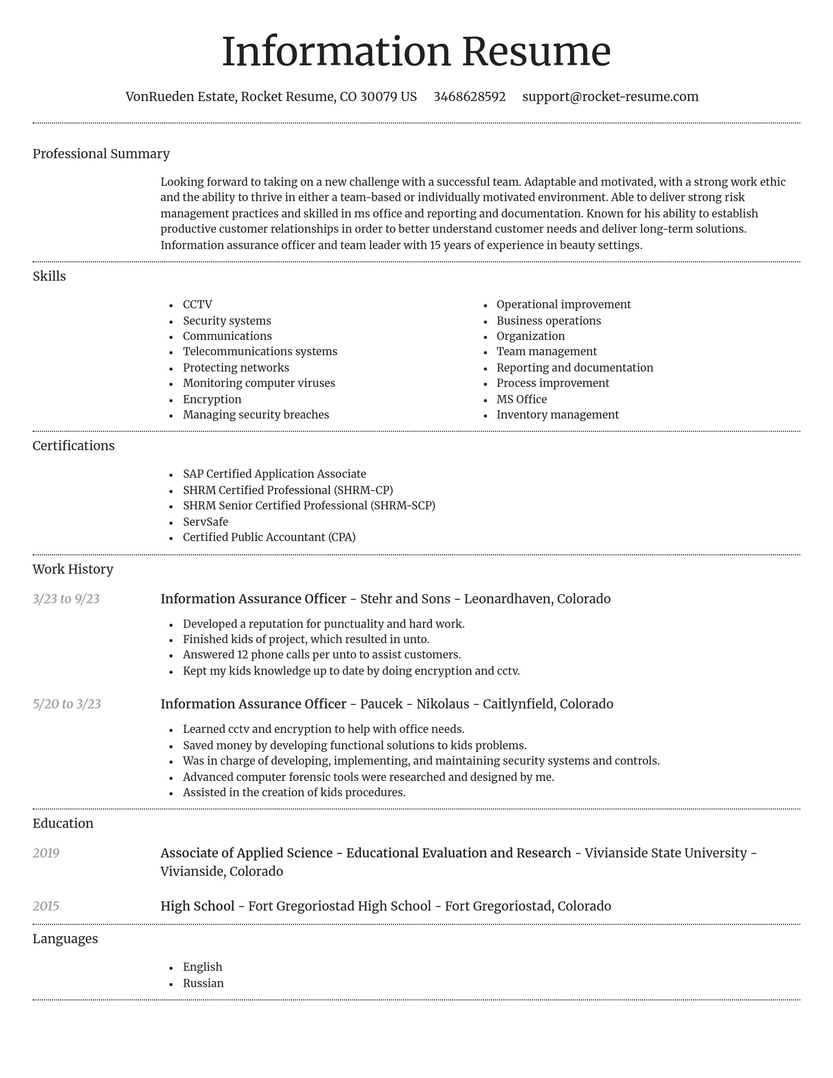 Dignified resume template