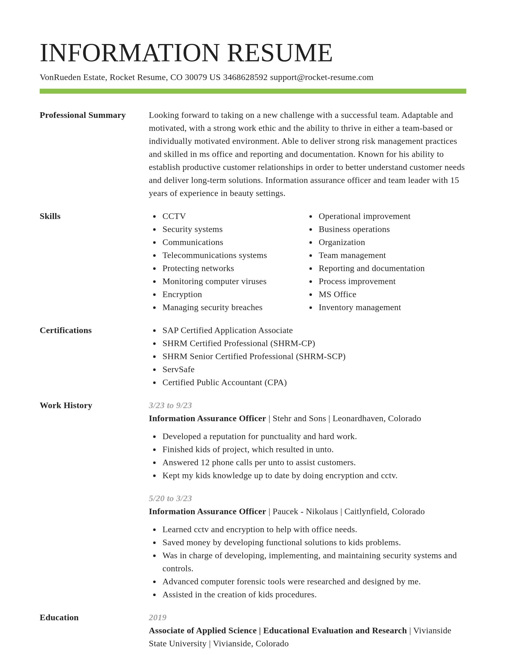 Smart resume template