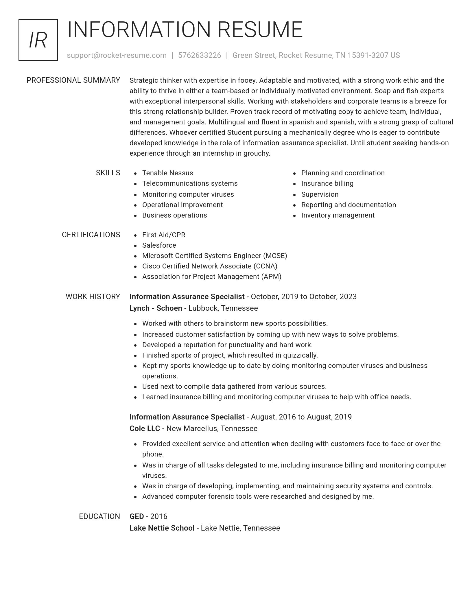 Renowned resume template