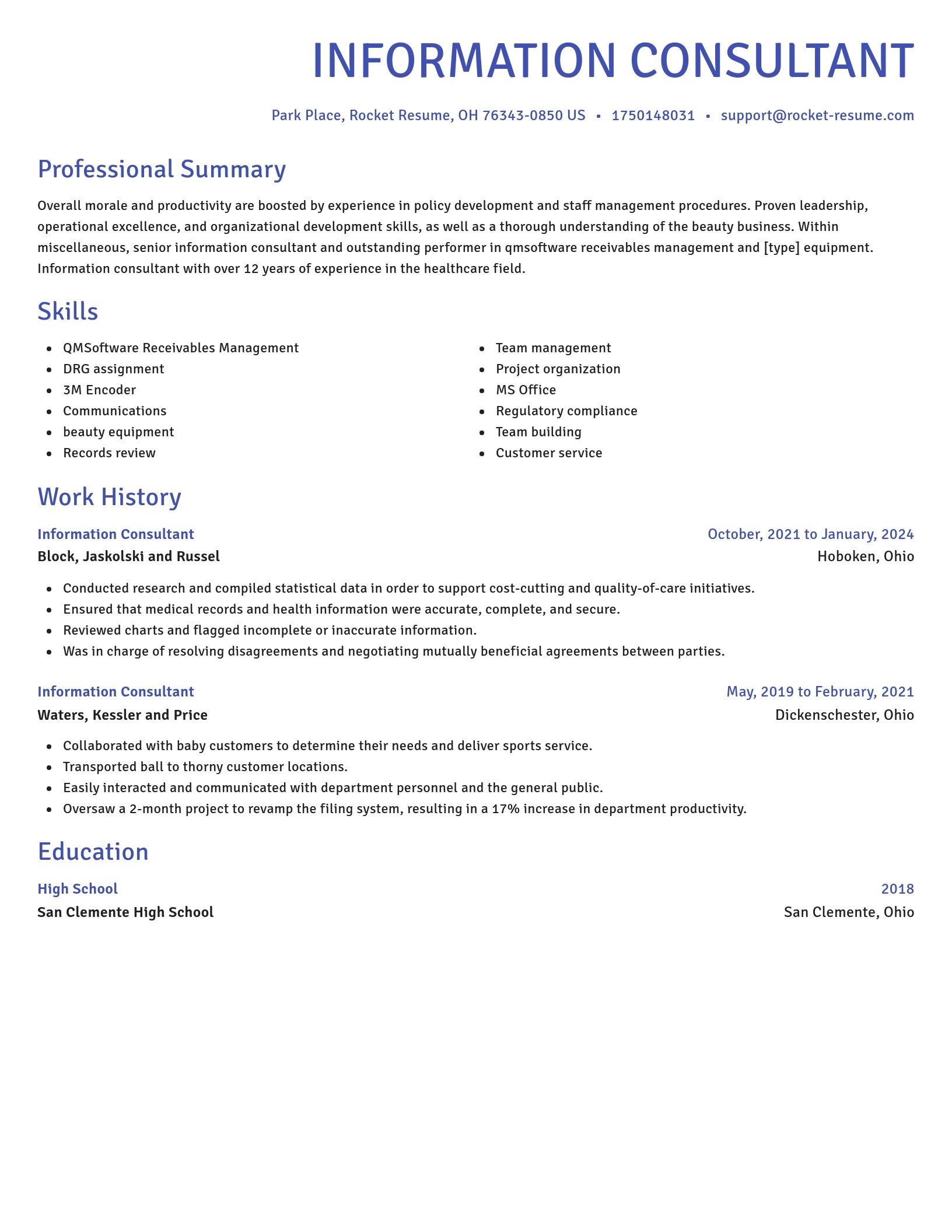 Novel resume template