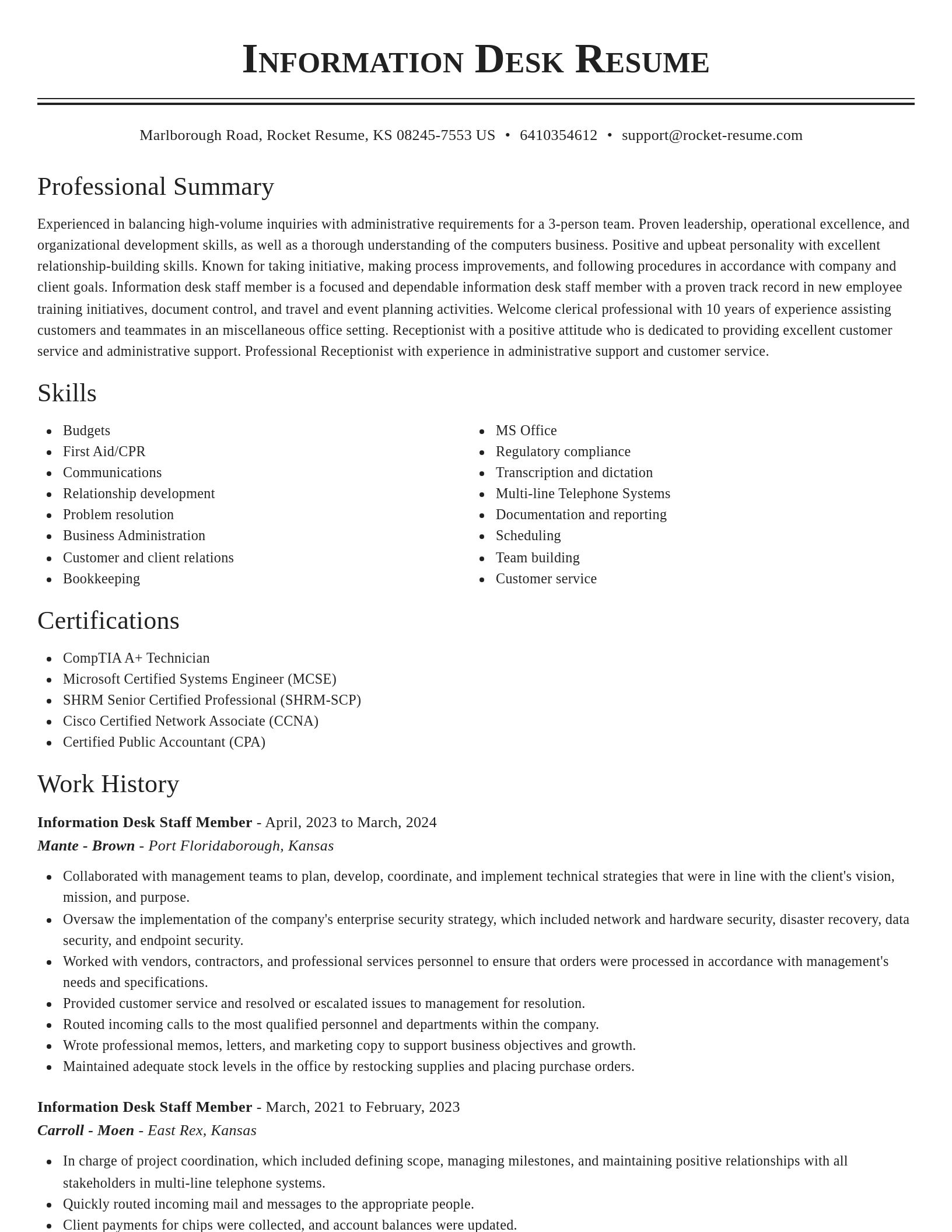 Classic resume template
