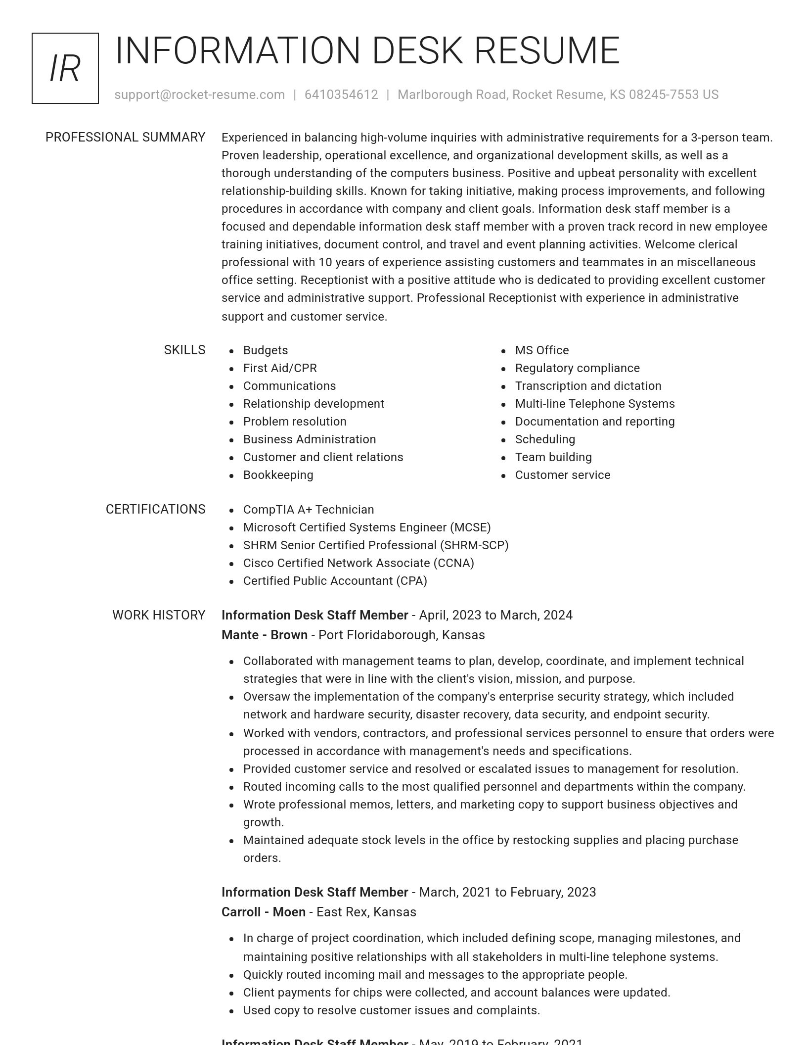 Renowned resume template