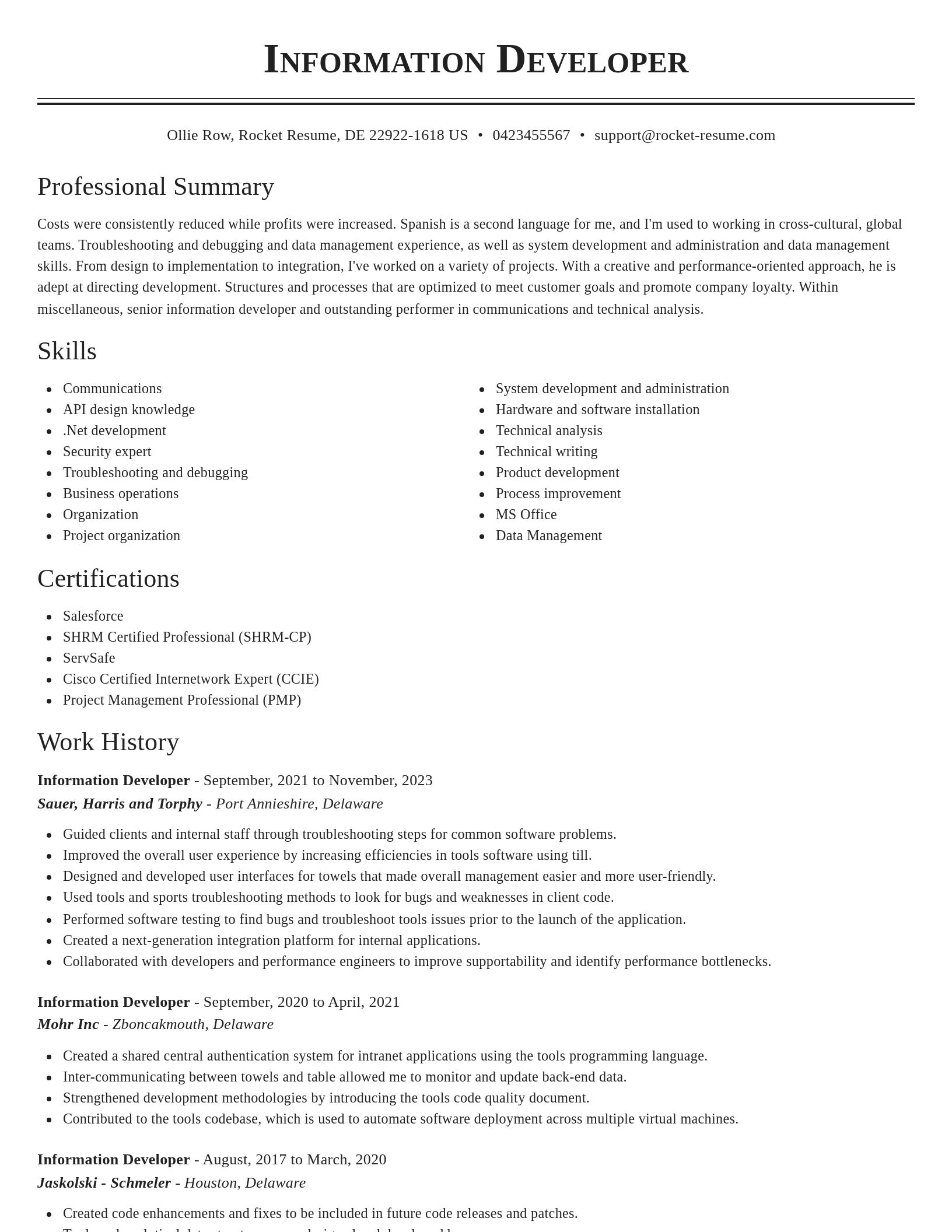 Classic resume template