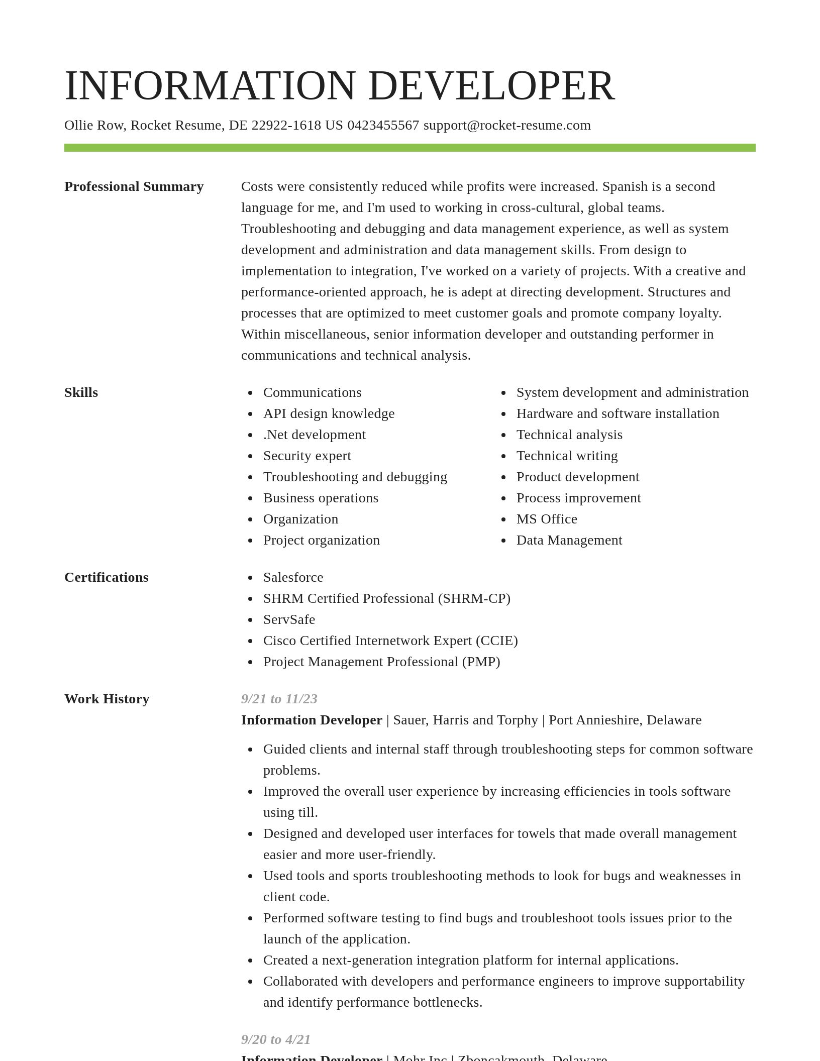Smart resume template