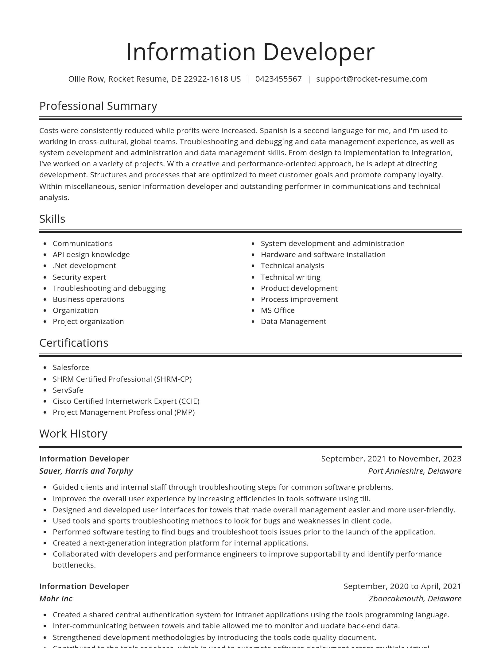 Spotlight resume template