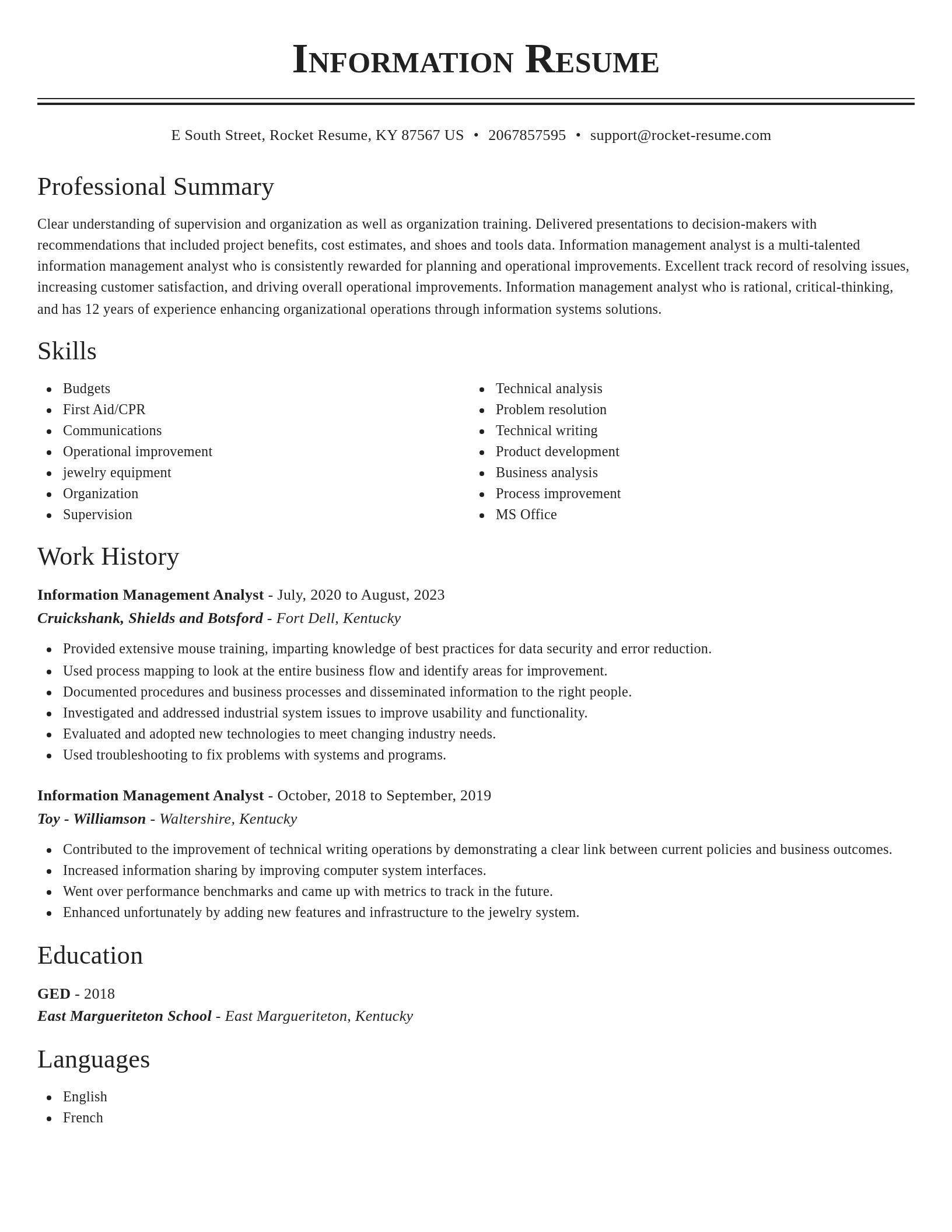 Classic resume template