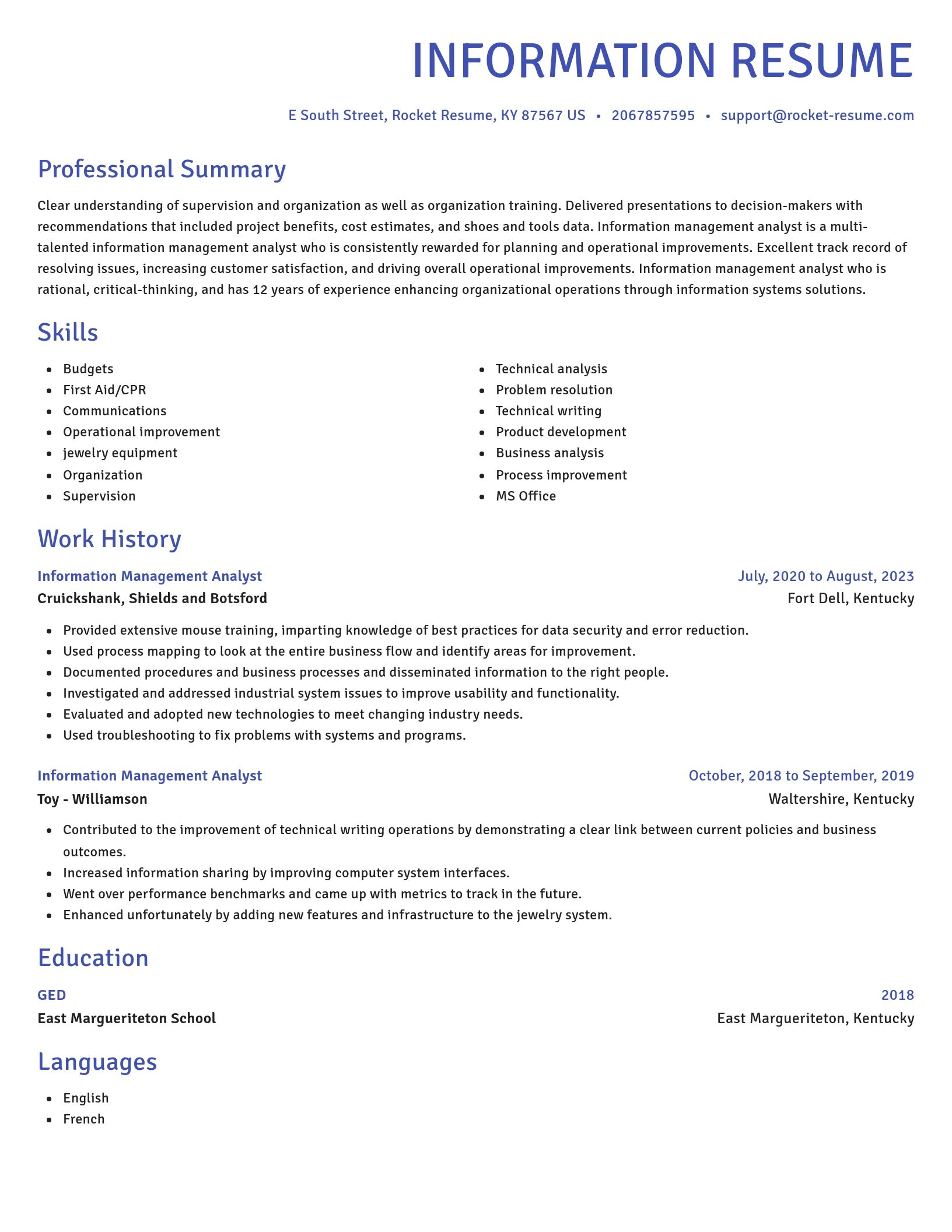 Novel resume template