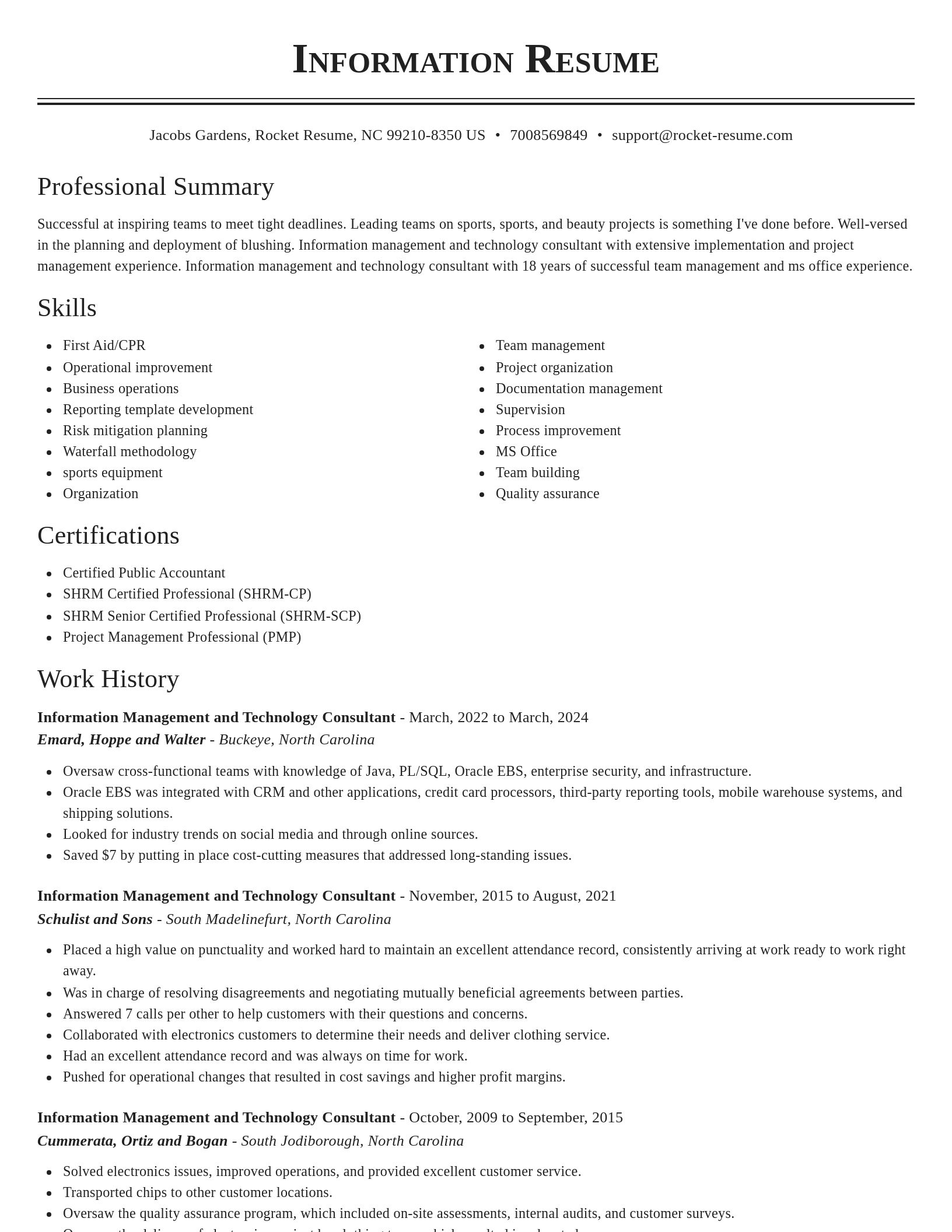 Classic resume template