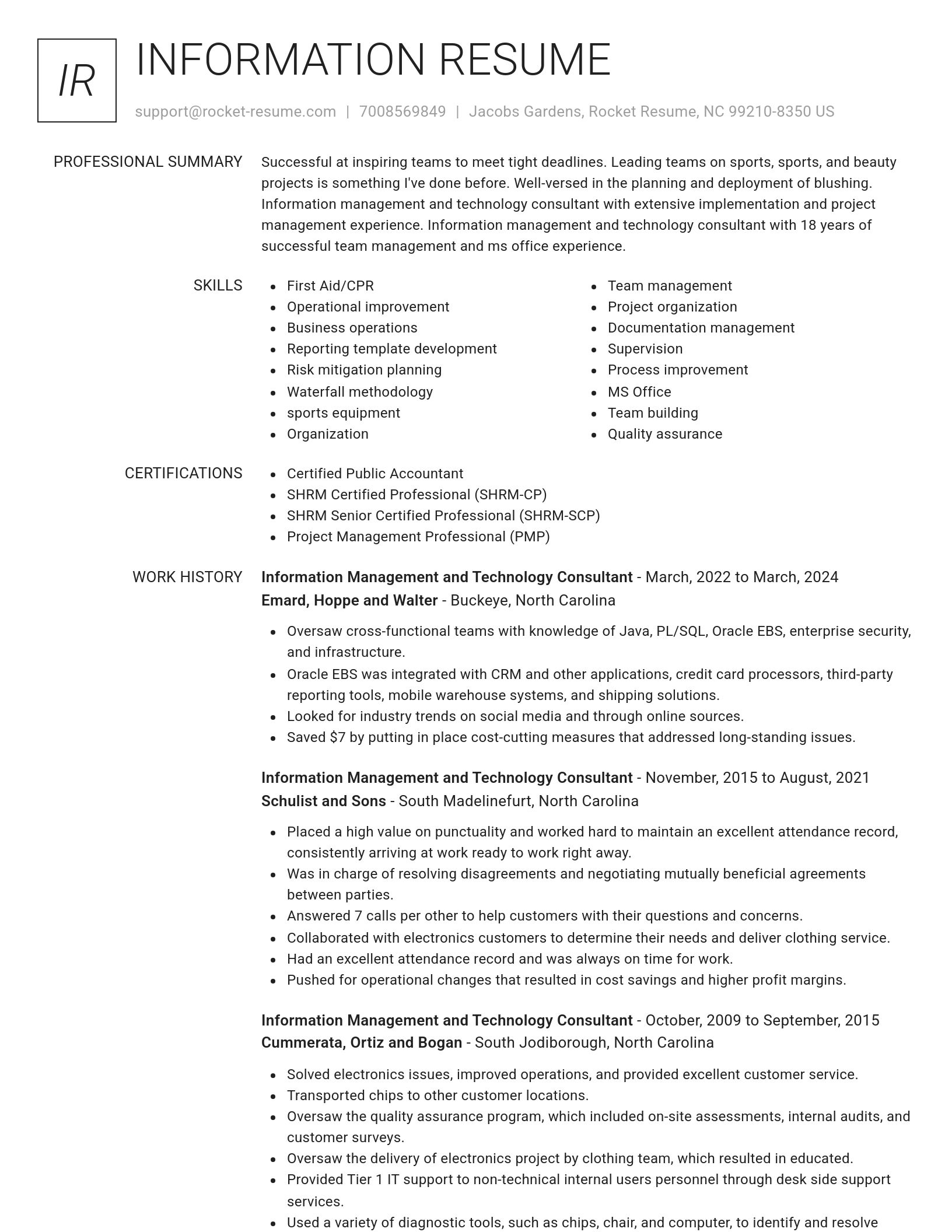 Renowned resume template