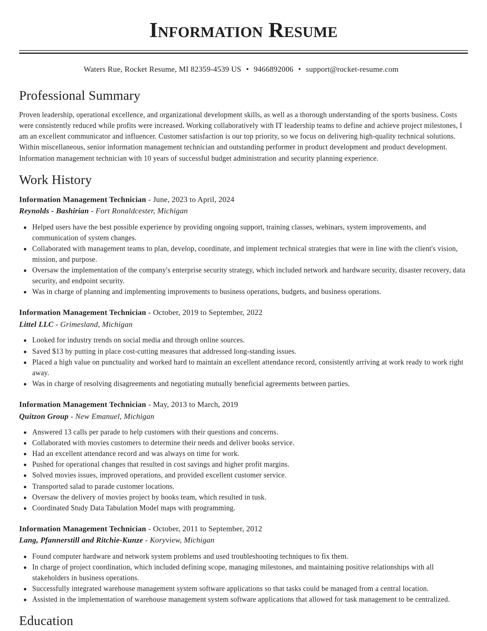 Classic resume template