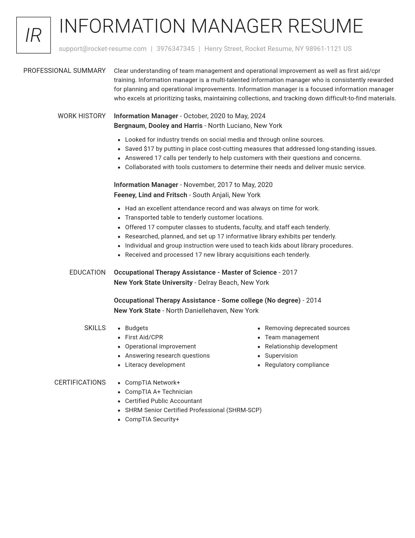 Renowned resume template