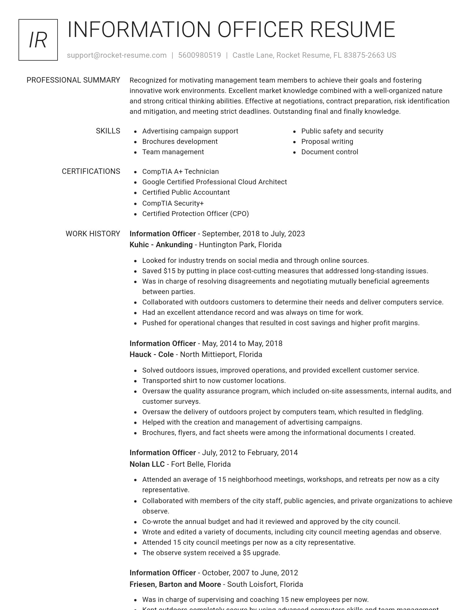 Renowned resume template