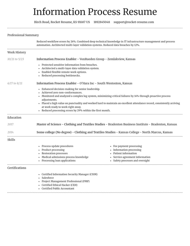 Dignified resume template